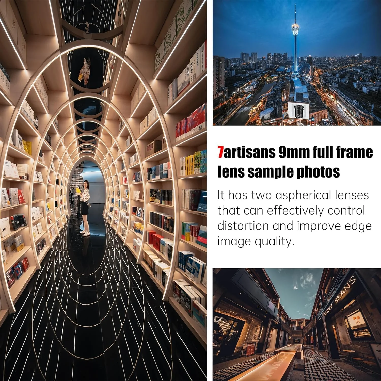 لنز فول فریم 7artisans 9mm F5.6 با زاویه دید فوق عریض 132 درجه، تقریبا بدون اعوجاج، حداقل فاصله فوکوس 0.2 متر، سازگار با EOS-R، RED، EOS-R3، EOS-R5، EOS-R6، EOS-RP، مشکی