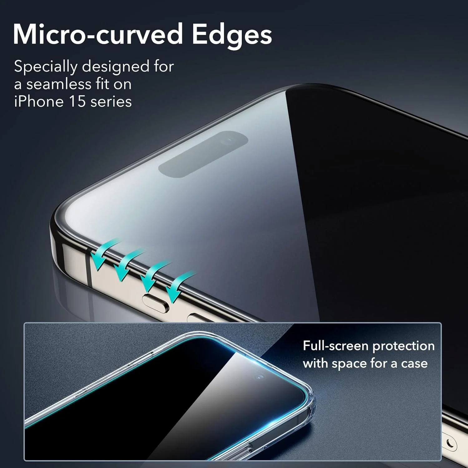 محافظ صفحه نمایش حریم خصوصی ESR برای آیفون 15 پرو مکس، بسته 3 عددی به همراه 1 مجموعه محافظ لنز دوربین جداگانه، شیشه حرارت دیده ضد جاسوسی، لبه های میکرو منحنی، سازگار با قاب