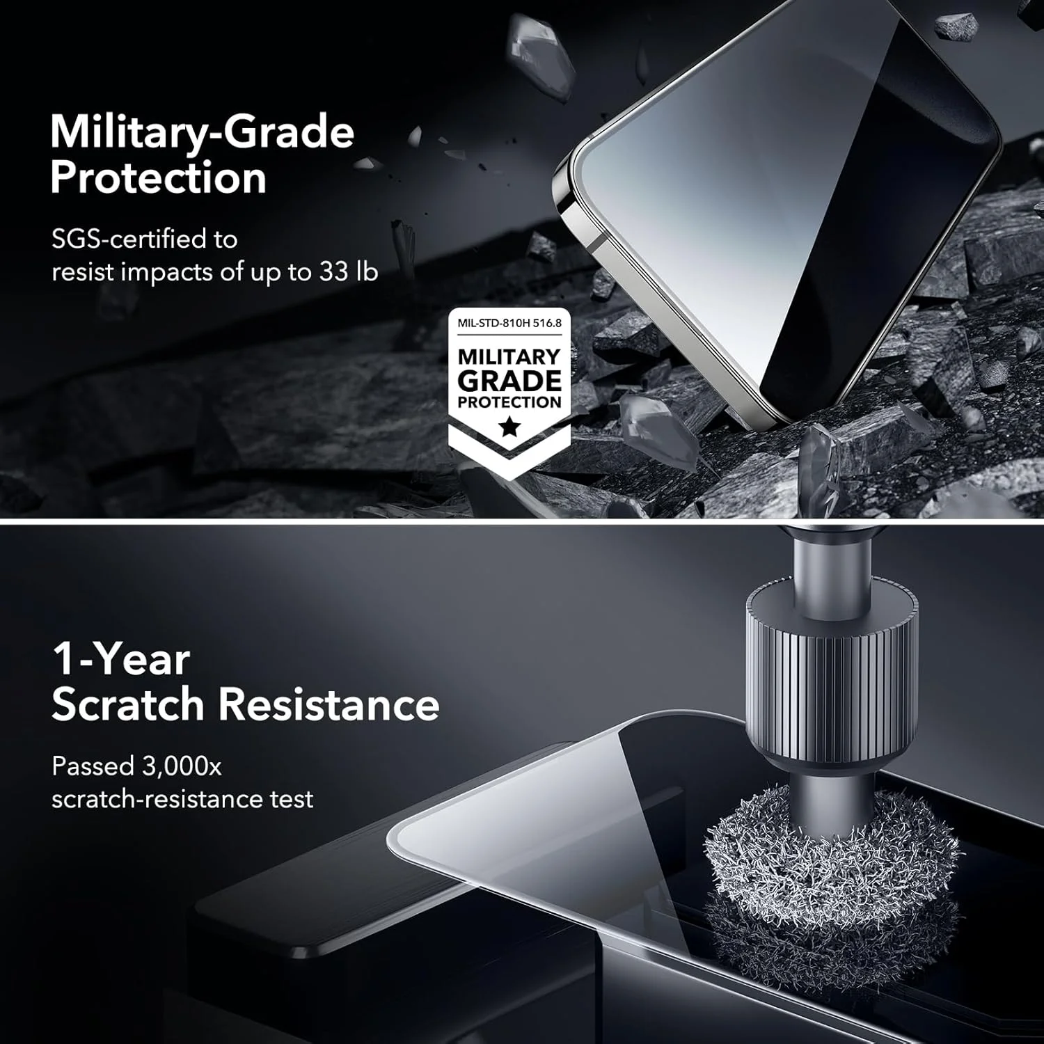 محافظ صفحه نمایش حریم خصوصی ESR برای آیفون 15 پرو مکس، بسته 3 عددی به همراه 1 مجموعه محافظ لنز دوربین جداگانه، شیشه حرارت دیده ضد جاسوسی، لبه های میکرو منحنی، سازگار با قاب