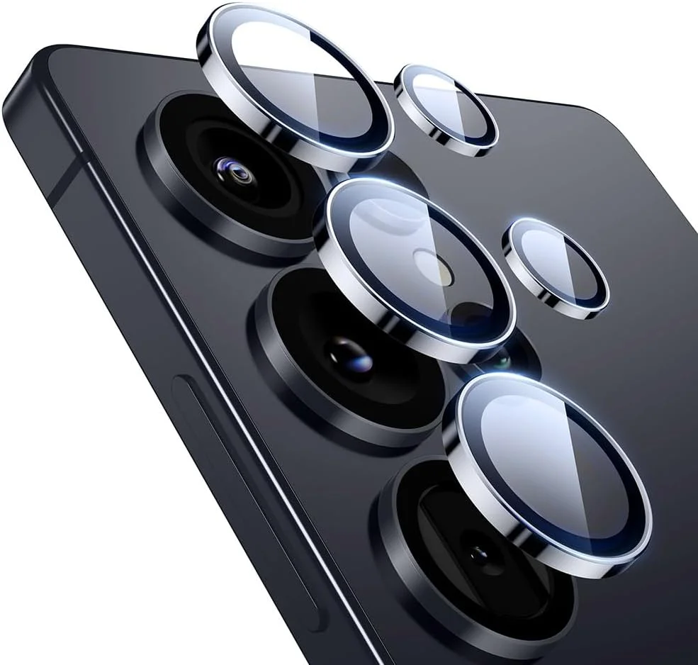 محافظ لنز دوربین ESR برای گلکسی 2025 Ultra، محافظ های شیشه ای حرارت دیده فوق العاده نازک و مقاوم در برابر خراش با لبه های آلومینیومی، 2 ست، مشکی