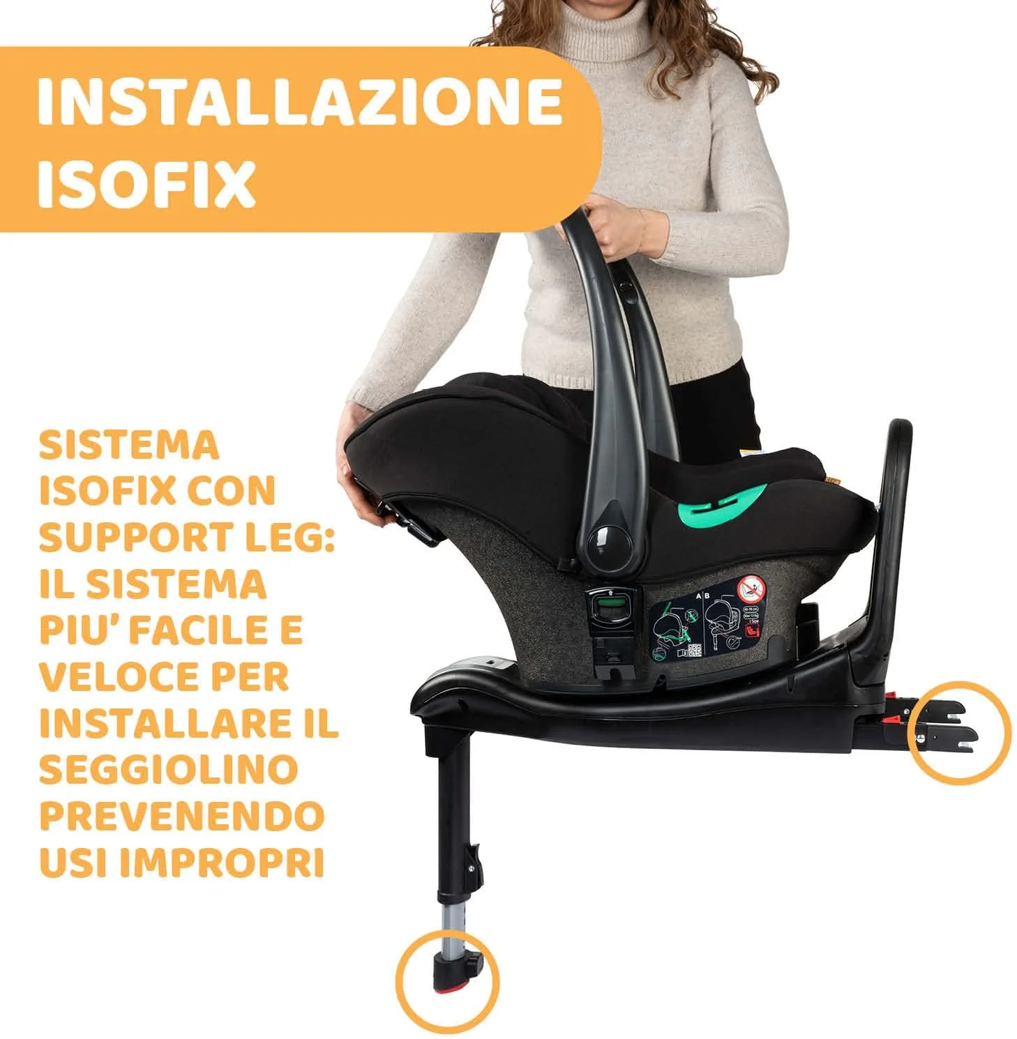 صندلی ماشین چیکو کیروس ایوو I-Size Fast In مناسب برای کودکان 40-78 سانتی متر – حداکثر 13 کیلوگرم، مشکی