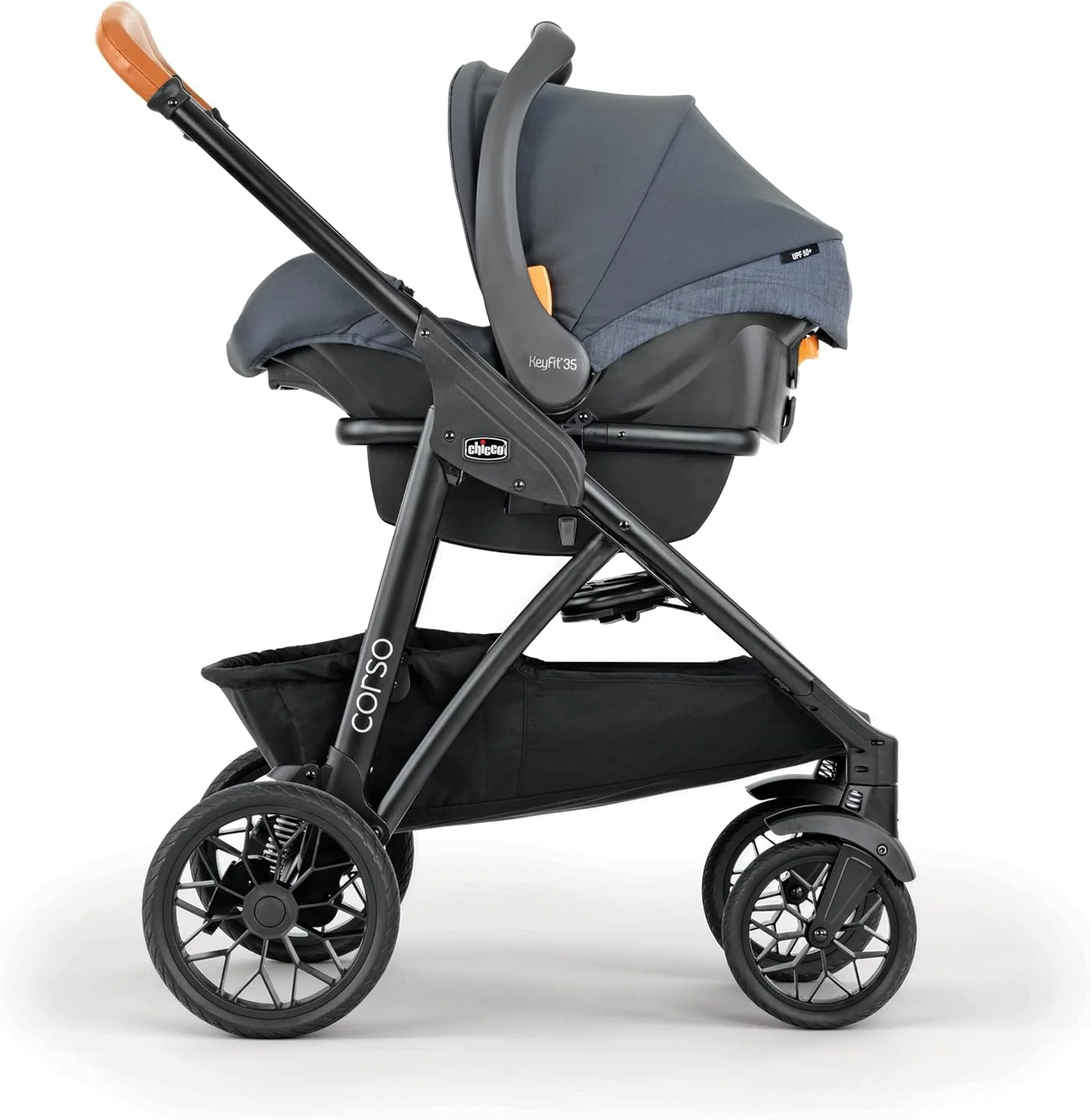 ست مسافرتی ماژولار چیکو - کالسکه کورسو LE، صندلی ماشین کودک KeyFit 35 و پایه - ترکیب کالسکه و صندلی ماشین در رنگ Veranda/Grey
