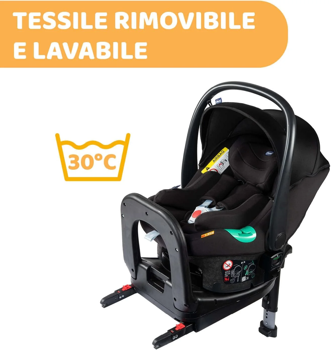 صندلی ماشین چیکو کیروس ایوو I-Size Fast In مناسب برای کودکان 40-78 سانتی متر – حداکثر 13 کیلوگرم، مشکی