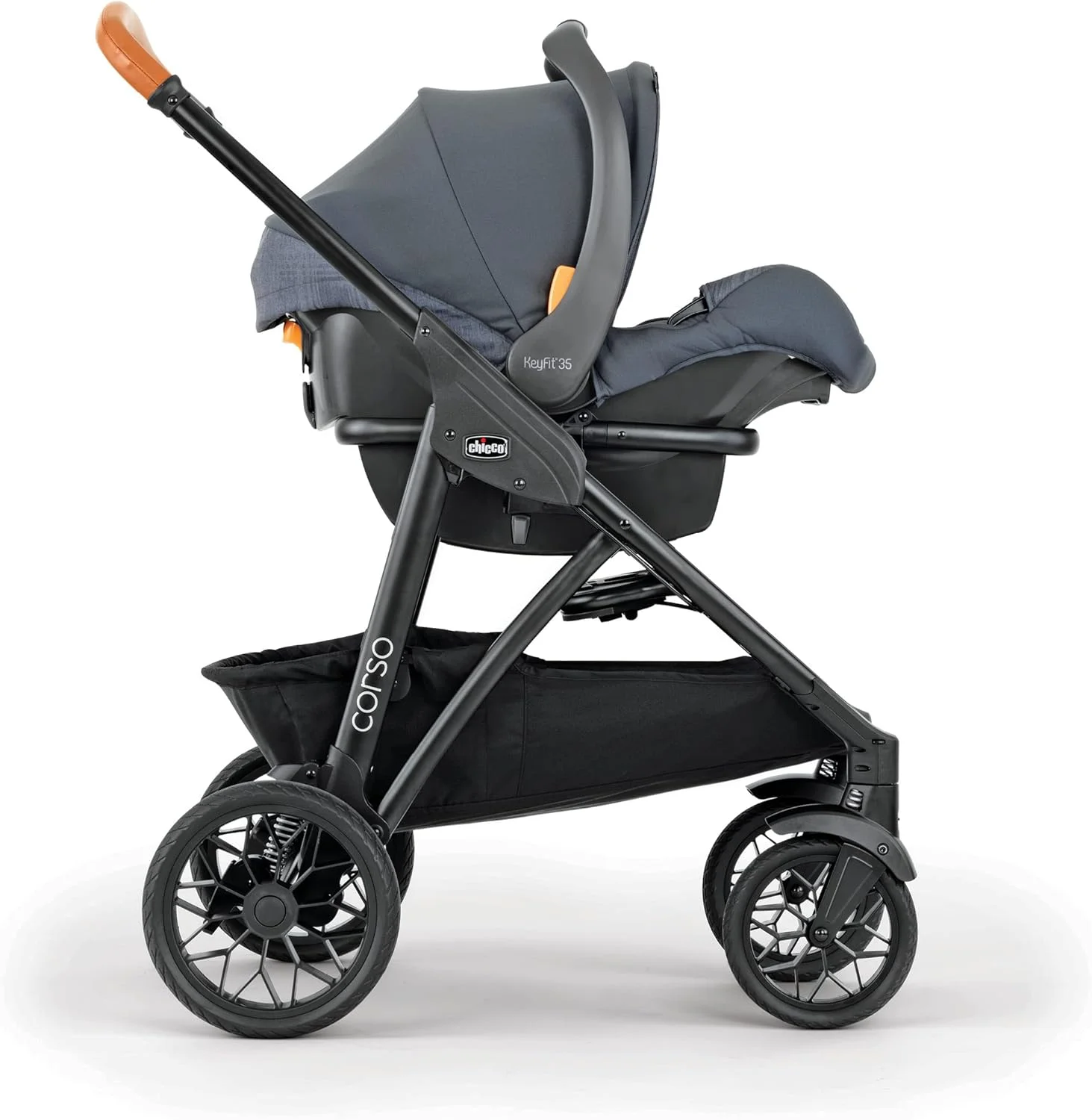 ست مسافرتی ماژولار چیکو - کالسکه کورسو LE، صندلی ماشین کودک KeyFit 35 و پایه - ترکیب کالسکه و صندلی ماشین در رنگ Veranda/Grey