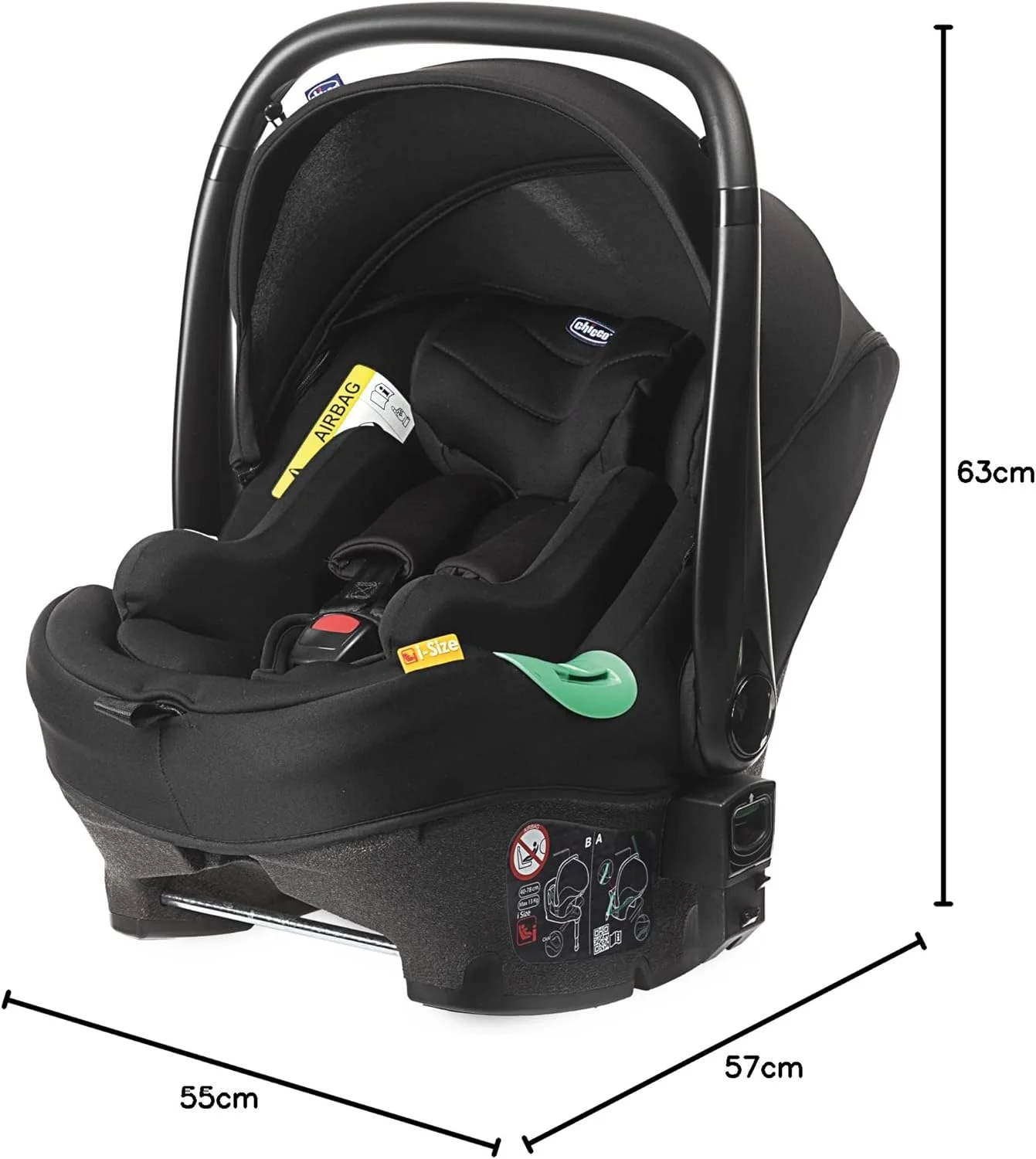 صندلی ماشین چیکو کیروس ایوو I-Size Fast In مناسب برای کودکان 40-78 سانتی متر – حداکثر 13 کیلوگرم، مشکی