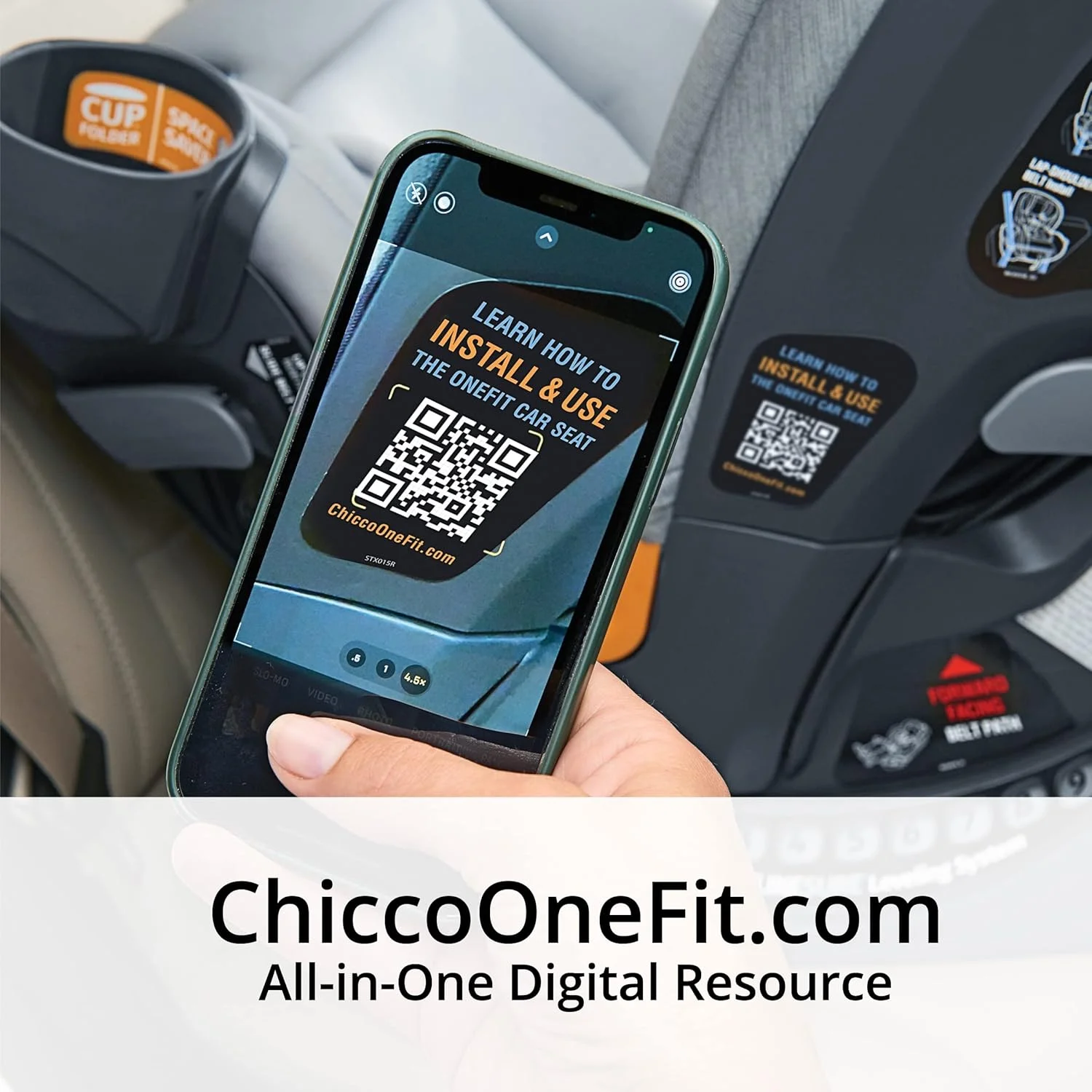 Chicco OneFit ClearTex All-in-One Car Seat, Obsidian