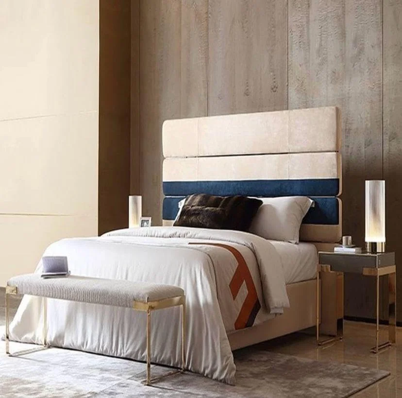 تخت خواب لاکچری اروپایی سانتورینی نایام - سایز کینگ، 180x200 سانتی متر | فریم تخت خواب مدرن و مینیمال نرم با تاج تخت و تخته های چوبی | مبلمان اتاق خواب تخت خواب لاکچری اروپایی سانتورینی نایام - سایز کینگ، 180x200 سانتی متر | فریم تخت خواب مدرن و مینیمال نرم با تاج تخت و تخته های چوبی | مبلمان اتاق خواب