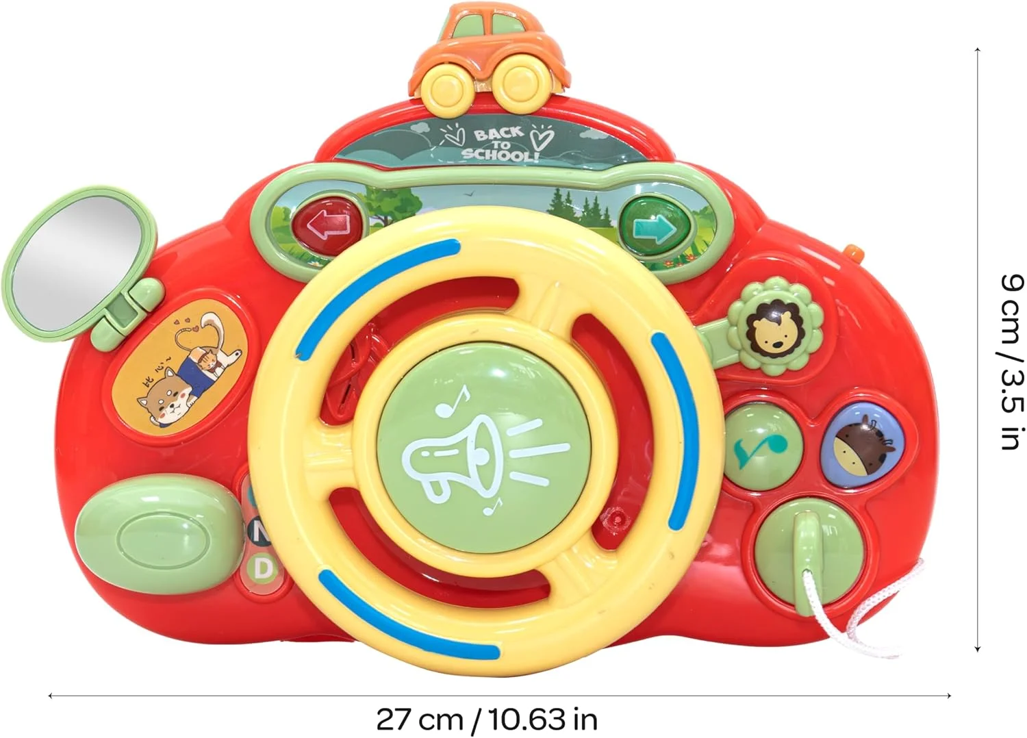 اسباب بازی فرمان کودک برند مون برای پسران و دختران - اسباب بازی تعاملی با صداهای واقعی - ایده آل برای صندلی ماشین، کالسکه و تخت نوزاد - برای 18 ماه به بالا - چند رنگ