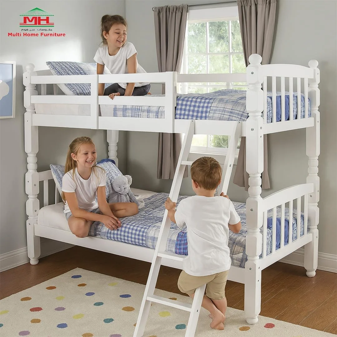 تخت خواب دو طبقه چوبی سفید Multi Home Furniture برای کودکان و بزرگسالان - قاب تخت خواب دو طبقه چوبی جامد با نرده محافظ و راه پله - تخت خواب دو طبقه سنگین برای اتاق خواب، آپارتمان، استودیو، خوابگاه تخت خواب دو طبقه چوبی سفید Multi Home Furniture برای کودکان و بزرگسالان - قاب تخت خواب دو طبقه چوبی جامد با نرده محافظ و راه پله - تخت خواب دو طبقه سنگین برای اتاق خواب، آپارتمان، استودیو، خوابگاه