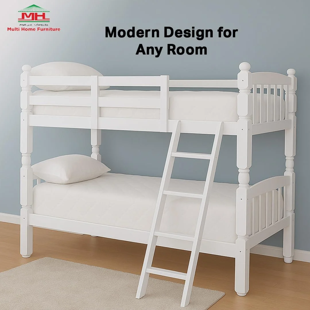 تخت خواب دو طبقه چوبی سفید Multi Home Furniture برای کودکان و بزرگسالان - قاب تخت خواب دو طبقه چوبی جامد با نرده محافظ و راه پله - تخت خواب دو طبقه سنگین برای اتاق خواب، آپارتمان، استودیو، خوابگاه تخت خواب دو طبقه چوبی سفید Multi Home Furniture برای کودکان و بزرگسالان - قاب تخت خواب دو طبقه چوبی جامد با نرده محافظ و راه پله - تخت خواب دو طبقه سنگین برای اتاق خواب، آپارتمان، استودیو، خوابگاه