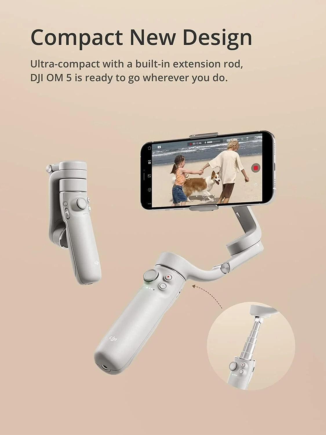 لرزشگیر گیمبال موبایل DJI OM 5، گیمبال 3 محوره تلفن همراه، دارای میله افزایش طول داخلی، قابل حمل و تاشو، گیمبال اندروید و آیفون با Shotguides، تثبیت کننده ولاگ، ویدیو یوتیوب تیک تاک، سفید لرزشگیر گیمبال موبایل DJI OM 5، گیمبال 3 محوره تلفن همراه، دارای میله افزایش طول داخلی، قابل حمل و تاشو، گیمبال اندروید و آیفون با Shotguides، تثبیت کننده ولاگ، ویدیو یوتیوب تیک تاک، سفید
