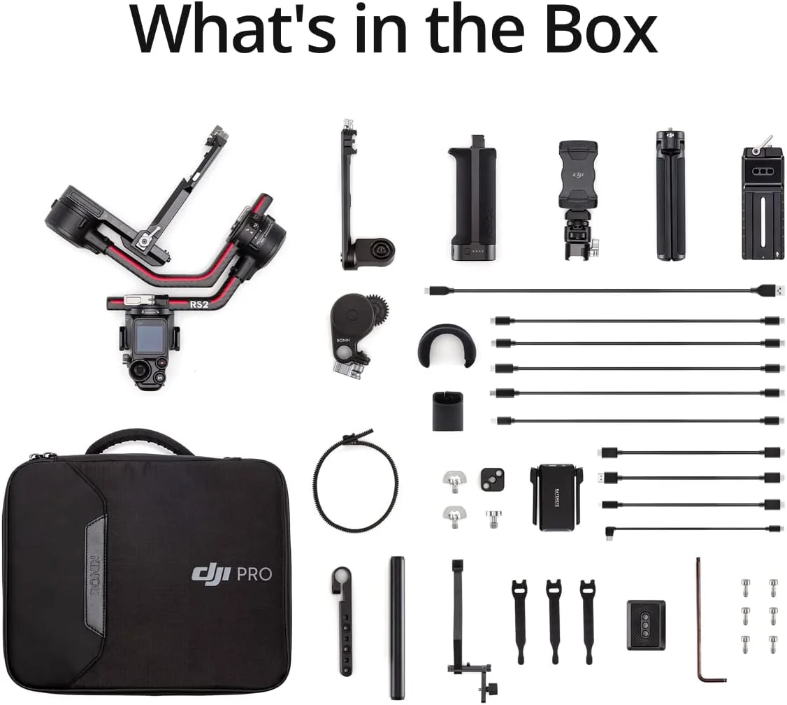 DJI RS 2 Pro Combo - لرزشگیر گیمبال 3 محوره برای دوربین های DSLR و بدون آینه، نیکون سونی پاناسونیک کانن فوجی فیلم، Ronin S، تحمل وزن 4.5 کیلوگرم، فیبر کربن، موتور فوکوس، سیستم انتقال تصویر - مشکی DJI RS 2 Pro Combo - لرزشگیر گیمبال 3 محوره برای دوربین های DSLR و بدون آینه، نیکون سونی پاناسونیک کانن فوجی فیلم، Ronin S، تحمل وزن 4.5 کیلوگرم، فیبر کربن، موتور فوکوس، سیستم انتقال تصویر - مشکی