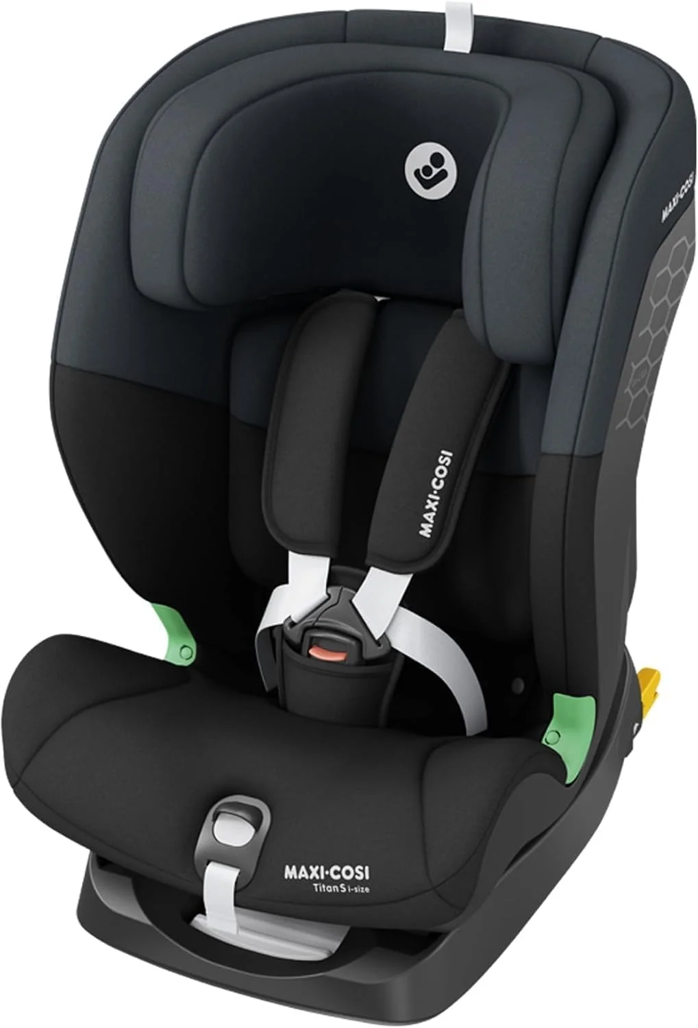 Maxi-Cosi Titan S i-Size Child Car Seat, Multiple Recline Positions, G-CELL Side Impact Protection, 5-Point Safety Harness, 15 Months to 12 Years, Tonal Black, 2 Year Warranty