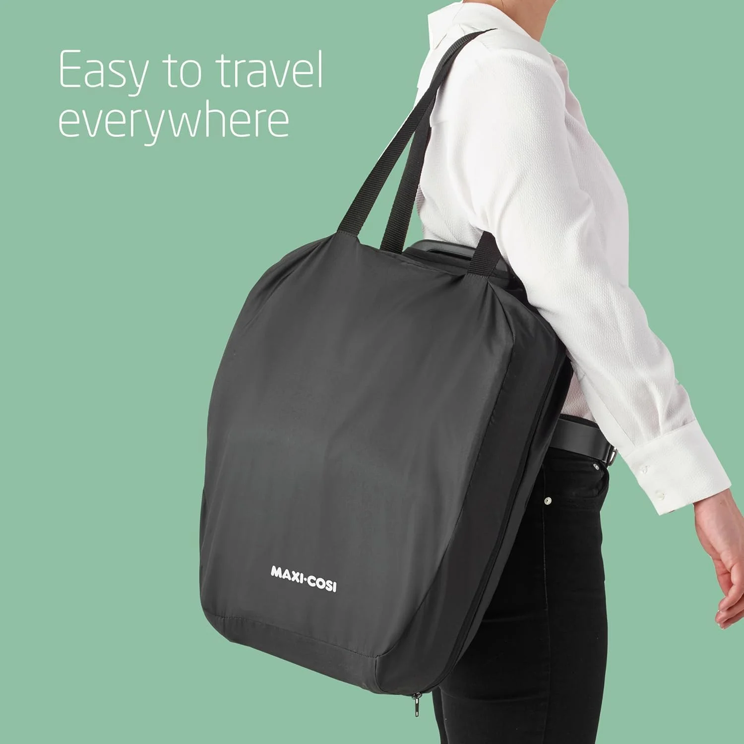 صندلی خودروی کودک تاشو مسافرتی مکسی-کوزی Nomad Plus، فوق العاده جمع و جور و سبک وزن، محافظت از ضربه جانبی، 15 ماه تا 4 سال، مشکی اصیل