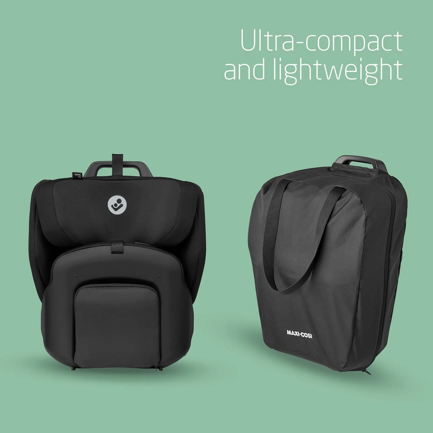 صندلی خودروی کودک تاشو مسافرتی مکسی-کوزی Nomad Plus، فوق العاده جمع و جور و سبک وزن، محافظت از ضربه جانبی، 15 ماه تا 4 سال، مشکی اصیل