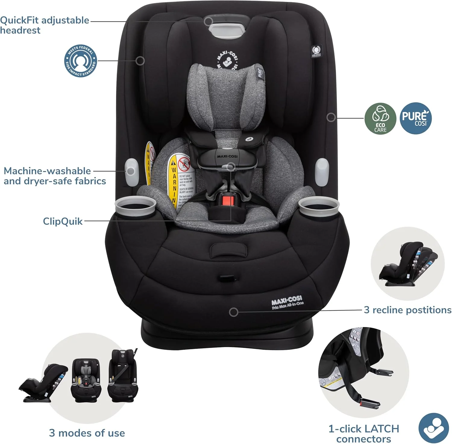 صندلی خودروی همه کاره تبدیل شونده Maxi-Cosi Pria Max، صندلی خودروی رو به عقب (1.8-18 کیلوگرم)، صندلی خودروی رو به جلو (10-30 کیلوگرم)، صندلی تقویت کننده پشتی بلند (18-45 کیلوگرم)، Pure COSI، مشکی ضروری صندلی خودروی همه کاره تبدیل شونده Maxi-Cosi Pria Max، صندلی خودروی رو به عقب (1.8-18 کیلوگرم)، صندلی خودروی رو به جلو (10-30 کیلوگرم)، صندلی تقویت کننده پشتی بلند (18-45 کیلوگرم)، Pure COSI، مشکی ضروری