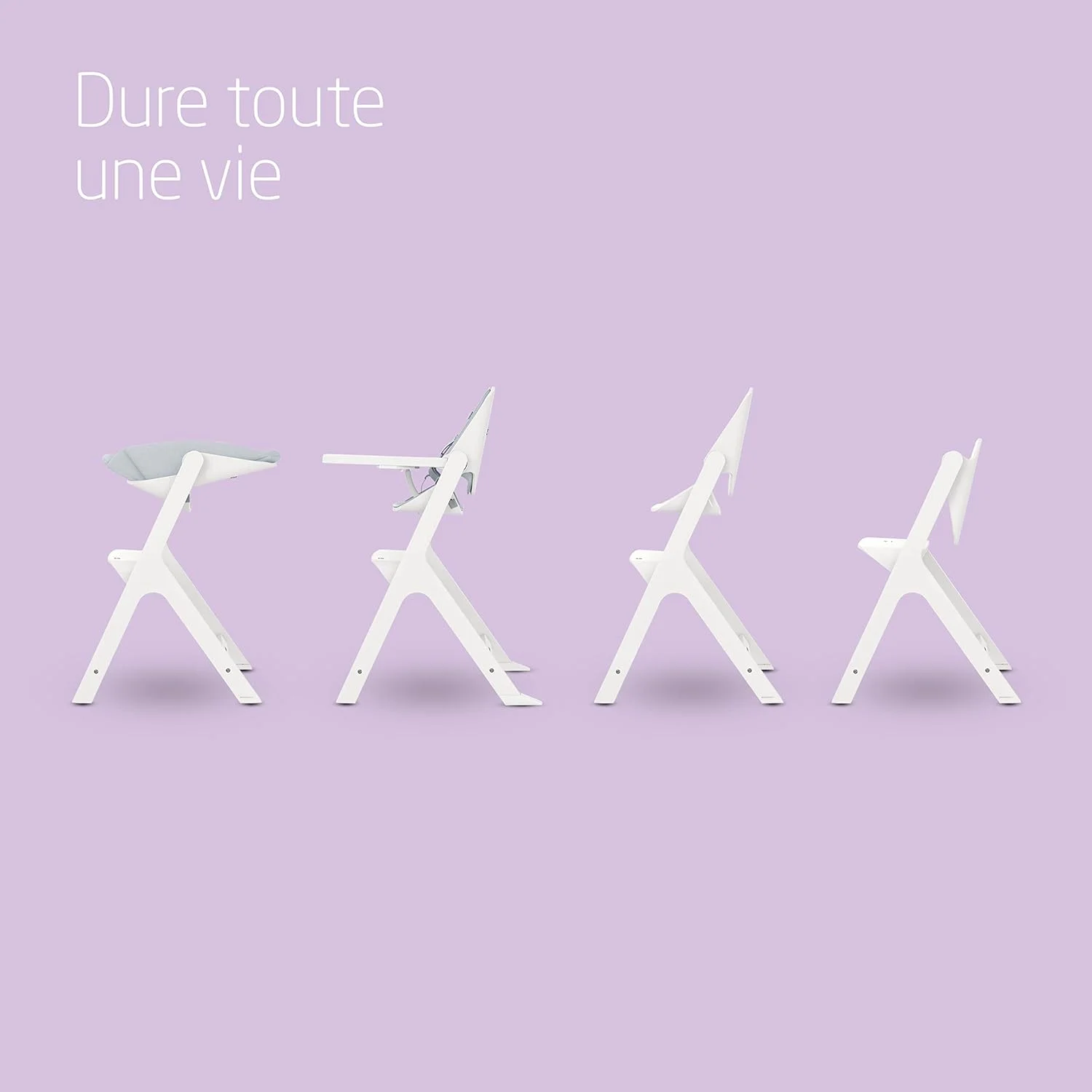 Maxi-Cosi Nesta High Chair, Lasts a Lifetime, Unique Reclining Backrest, Durable and Sustainable, Modern Design, Grows With You Up To 99 Years, White Wood, 2 Year Warranty