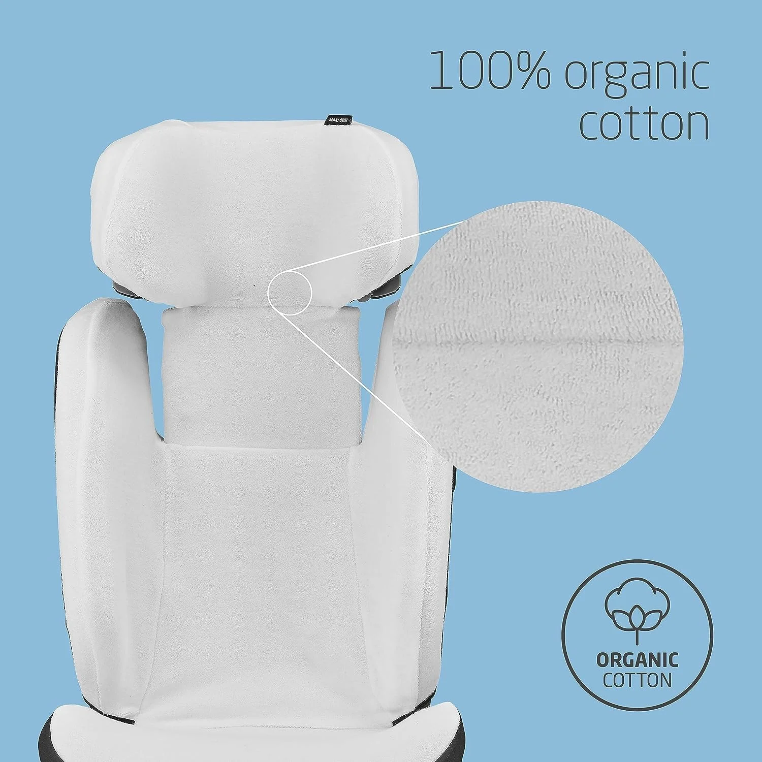Maxi-Cosi Organic Cotton Summer Cover for RodiFix S i-Size, Child Car Seat Cover, Breathable and Moisture-Absorbing Material, Machine Washable, Sustainable Cotton, Natural White