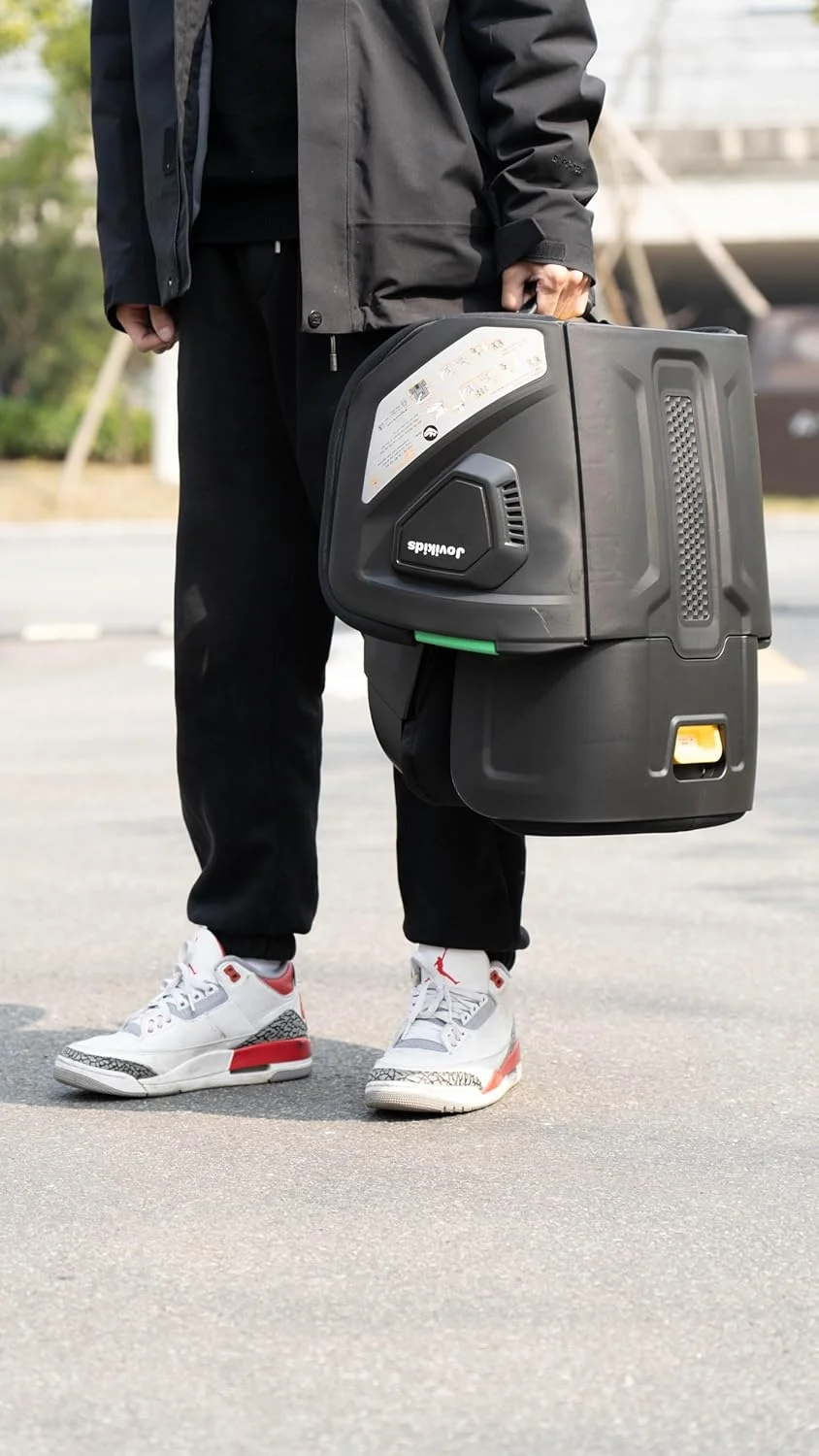 Jovikids Rober i-Size Booster Seat with ISOFIX, Suitable for Kids 100-150cm 3Y-12Y, Adjustbale Height and Width, Cabin Size Portable Toddler Car Seat for Travel, Compact & Folding, ECE R129, Black