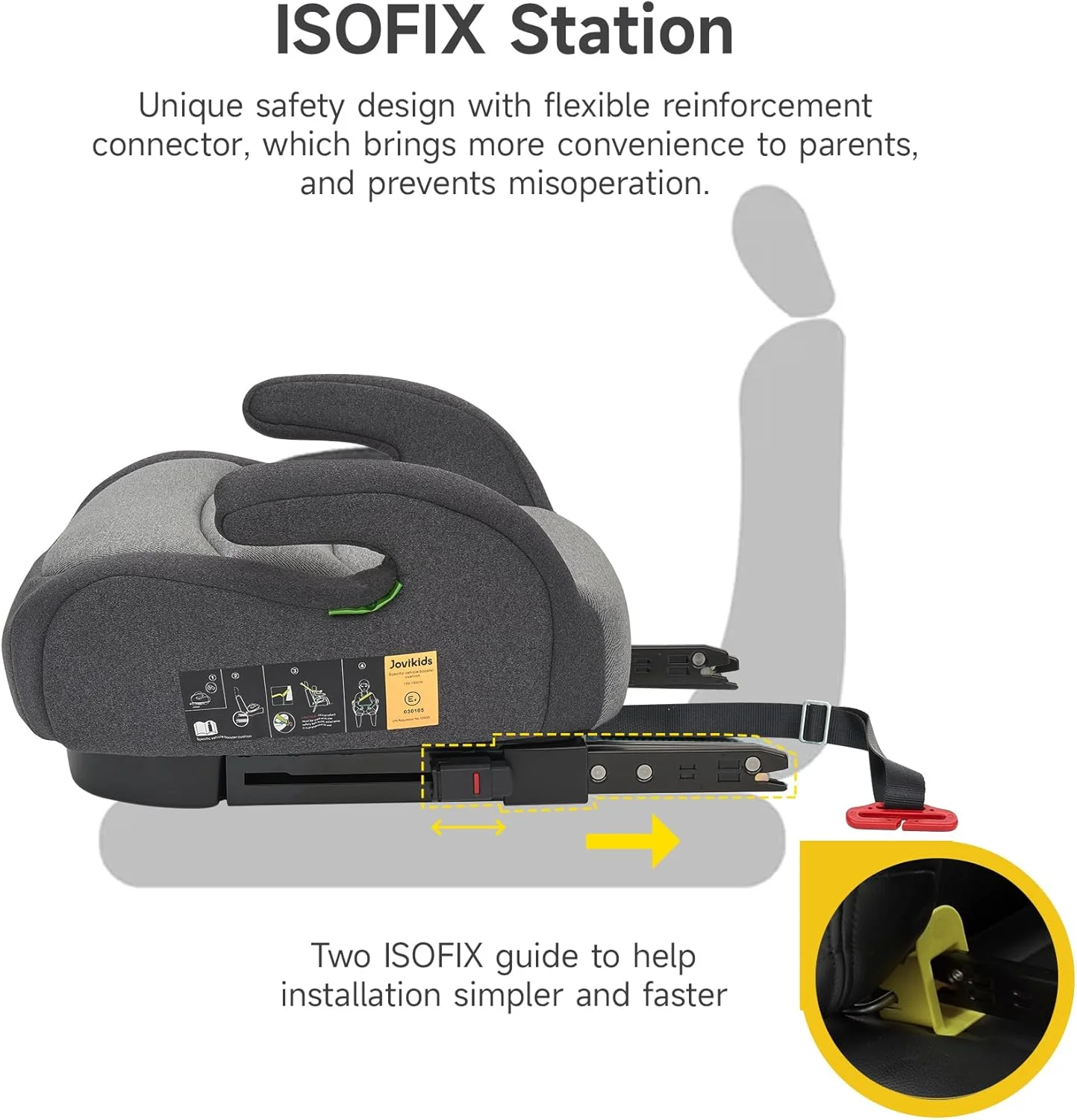 Jovikids I-Size Booster Seat for Car with ISOFIX, 125-150cm (Group 2/3, 6-12 Years), Portable Car Seats for Kids, Comfortable, Compact, Convenient for Everyday Use, Great for Travel, ECE R129, Black Jovikids I-Size Booster Seat for Car with ISOFIX, 125-150cm (Group 2/3, 6-12 Years), Portable Car Seats for Kids, Comfortable, Compact, Convenient for Everyday Use, Great for Travel, ECE R129, Black