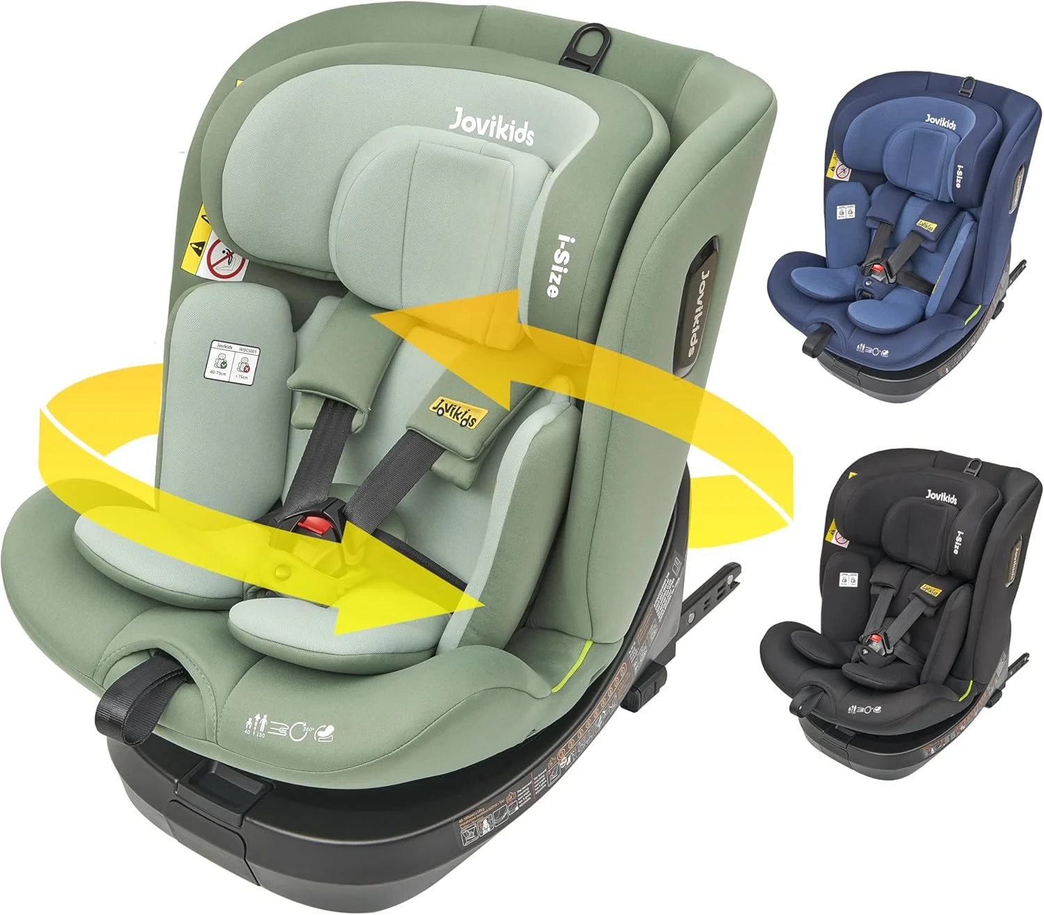 صندلی ماشین کودک جووی کیدز مدل Ranger TT ISOFIX I-size 360° مناسب نوزاد 0 تا 12 سال، صندلی ماشین نوزاد، صندلی ماشین چرخشی، صندلی ماشین برای گروه 0، 1، 2، 3، ECE R129/E4، رو به عقب و رو به جلو با تسمه بالایی - سبز