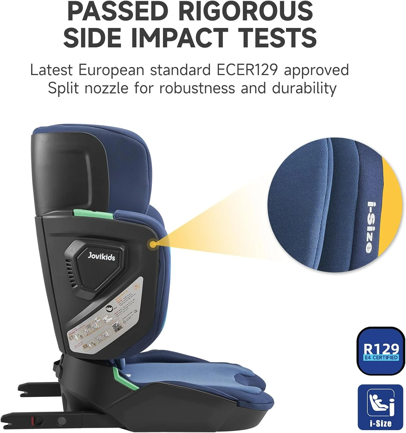 صندلی بوستر پشتی بلند قابل حمل Jovikids i-Size با ISOFIX، صندلی خودرو کودک R129 100-150 سانتیمتر مناسب سفر، با قابلیت تنظیم ارتفاع و عرض (تقریباً 3 تا 12 سال) صندلی بوستر پشتی بلند قابل حمل Jovikids i-Size با ISOFIX، صندلی خودرو کودک R129 100-150 سانتیمتر مناسب سفر، با قابلیت تنظیم ارتفاع و عرض (تقریباً 3 تا 12 سال)