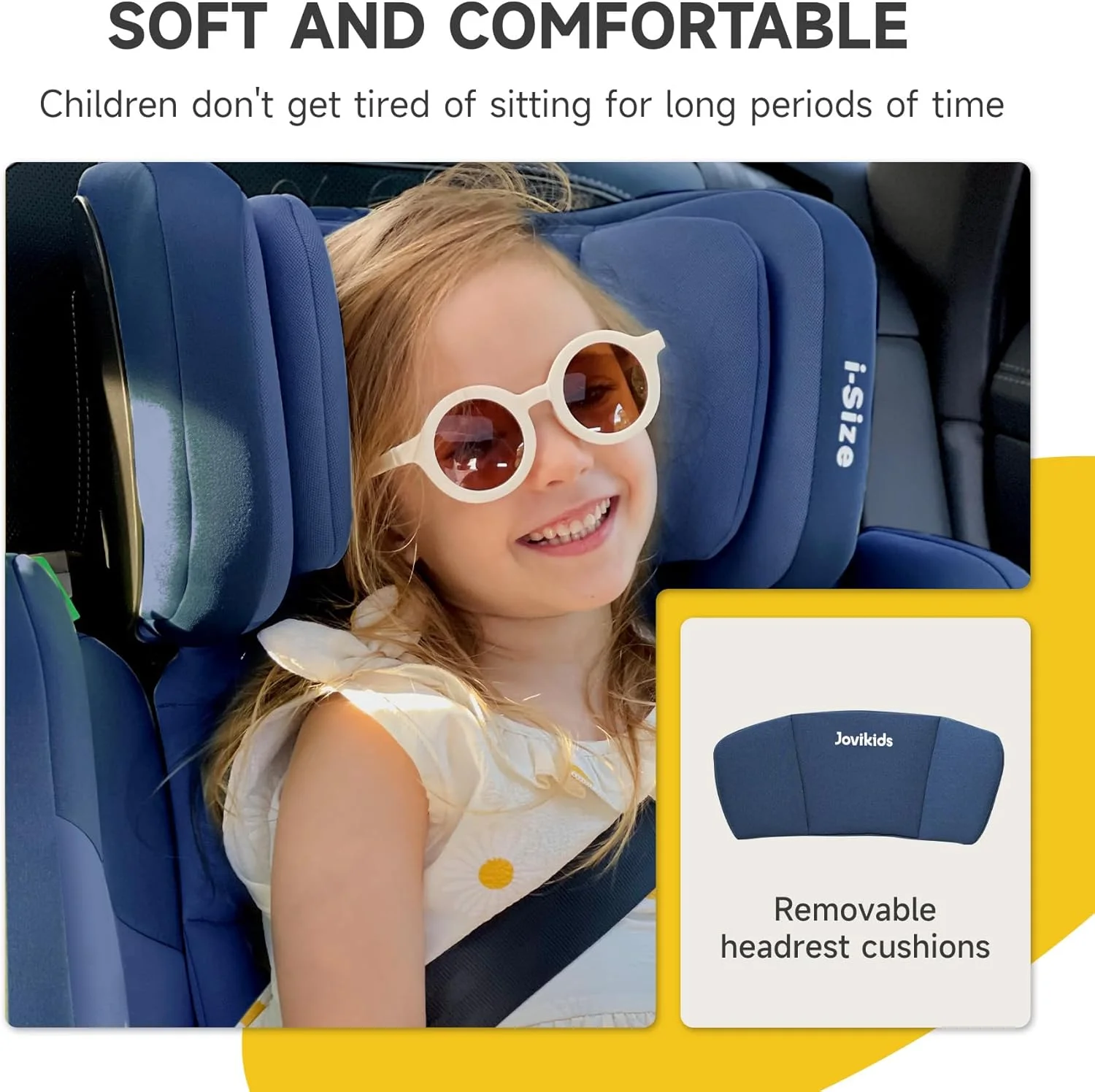 صندلی بوستر پشتی بلند قابل حمل Jovikids i-Size با ISOFIX، صندلی خودرو کودک R129 100-150 سانتیمتر مناسب سفر، با قابلیت تنظیم ارتفاع و عرض (تقریباً 3 تا 12 سال) صندلی بوستر پشتی بلند قابل حمل Jovikids i-Size با ISOFIX، صندلی خودرو کودک R129 100-150 سانتیمتر مناسب سفر، با قابلیت تنظیم ارتفاع و عرض (تقریباً 3 تا 12 سال)