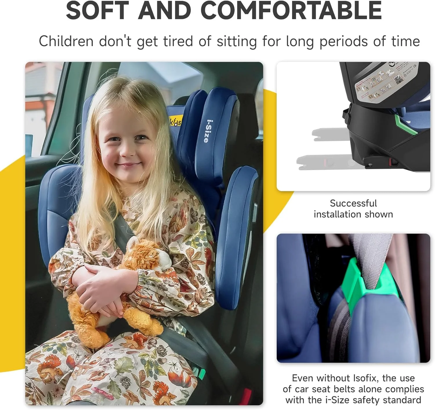 صندلی بوستر پشتی بلند قابل حمل Jovikids i-Size با ISOFIX، صندلی خودرو کودک R129 100-150 سانتیمتر مناسب سفر، با قابلیت تنظیم ارتفاع و عرض (تقریباً 3 تا 12 سال) صندلی بوستر پشتی بلند قابل حمل Jovikids i-Size با ISOFIX، صندلی خودرو کودک R129 100-150 سانتیمتر مناسب سفر، با قابلیت تنظیم ارتفاع و عرض (تقریباً 3 تا 12 سال)