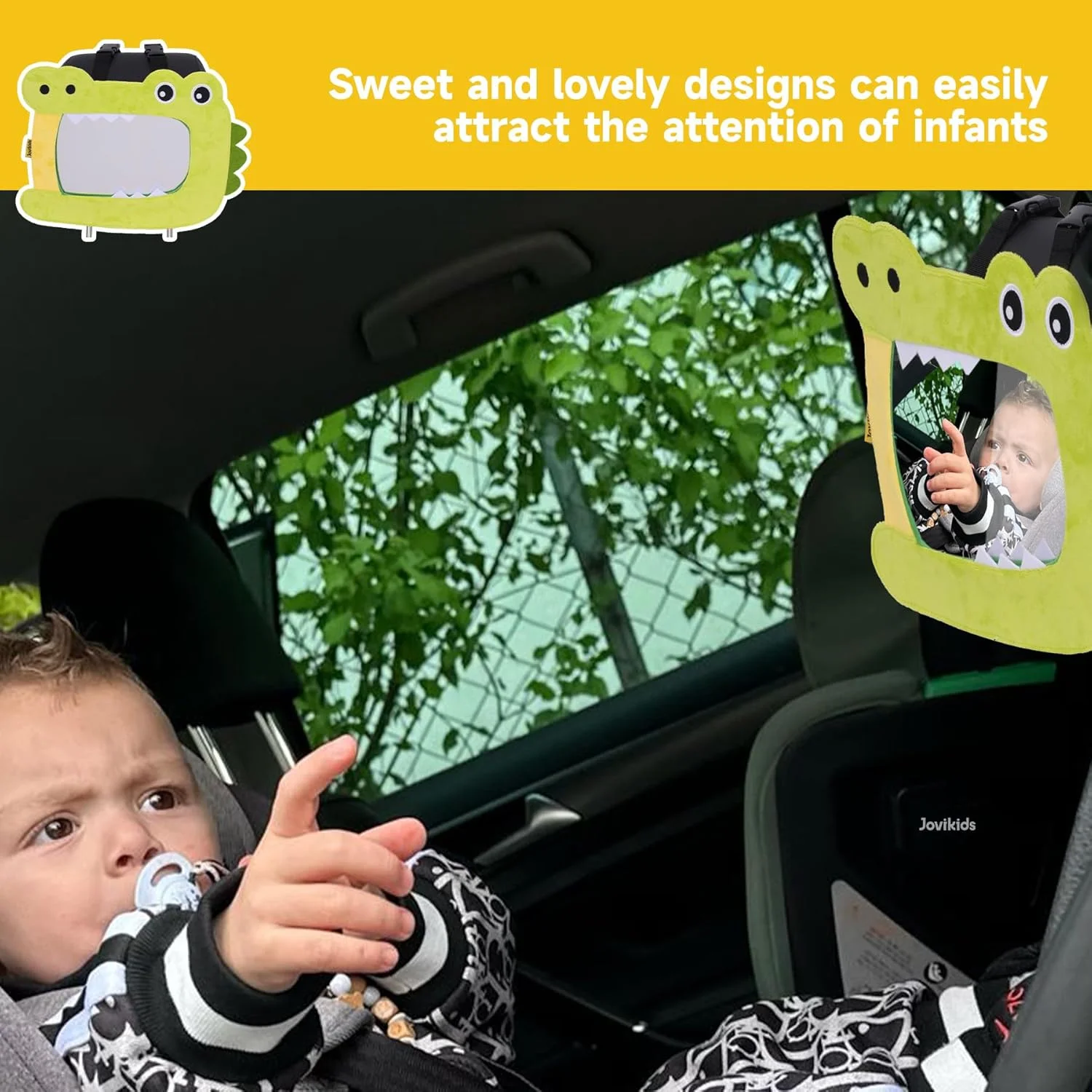 آینه ماشین کودک Jovikids، آینه دید عقب برای صندلی عقب با دید واضح و گسترده، ضد خرد شدن، بندهای قابل تنظیم، لوازم ضروری برای نوزادان، کودکان، طراحی کارتونی، آینه ماشین برای کودک (سبز) آینه ماشین کودک Jovikids، آینه دید عقب برای صندلی عقب با دید واضح و گسترده، ضد خرد شدن، بندهای قابل تنظیم، لوازم ضروری برای نوزادان، کودکان، طراحی کارتونی، آینه ماشین برای کودک (سبز)