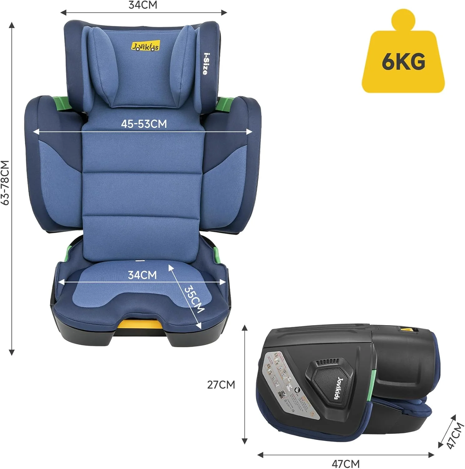 صندلی بوستر پشتی بلند قابل حمل Jovikids i-Size با ISOFIX، صندلی خودرو کودک R129 100-150 سانتیمتر مناسب سفر، با قابلیت تنظیم ارتفاع و عرض (تقریباً 3 تا 12 سال) صندلی بوستر پشتی بلند قابل حمل Jovikids i-Size با ISOFIX، صندلی خودرو کودک R129 100-150 سانتیمتر مناسب سفر، با قابلیت تنظیم ارتفاع و عرض (تقریباً 3 تا 12 سال)