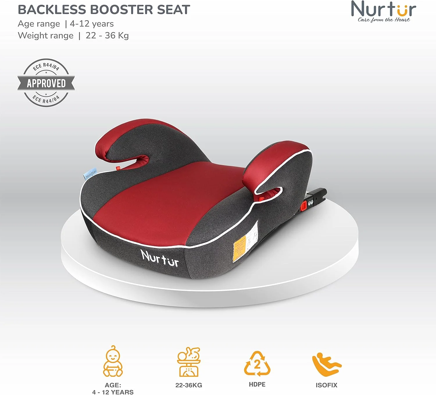 صندلی بوستر کودک Nurtur Enzo - صندلی با تکیه گاه دست، صندلی بوستر پشتی باریک بادی برای مسافرت، مناسب برای 4 تا 12 سال (گروه 2/3) - قرمز صندلی بوستر کودک Nurtur Enzo - صندلی با تکیه گاه دست، صندلی بوستر پشتی باریک بادی برای مسافرت، مناسب برای 4 تا 12 سال (گروه 2/3) - قرمز