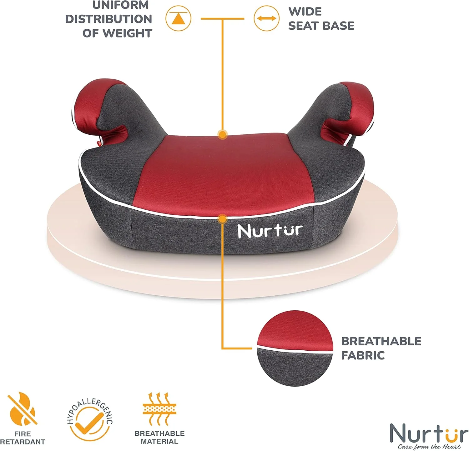صندلی بوستر کودک Nurtur Enzo - صندلی با تکیه گاه دست، صندلی بوستر پشتی باریک بادی برای مسافرت، مناسب برای 4 تا 12 سال (گروه 2/3) - قرمز صندلی بوستر کودک Nurtur Enzo - صندلی با تکیه گاه دست، صندلی بوستر پشتی باریک بادی برای مسافرت، مناسب برای 4 تا 12 سال (گروه 2/3) - قرمز