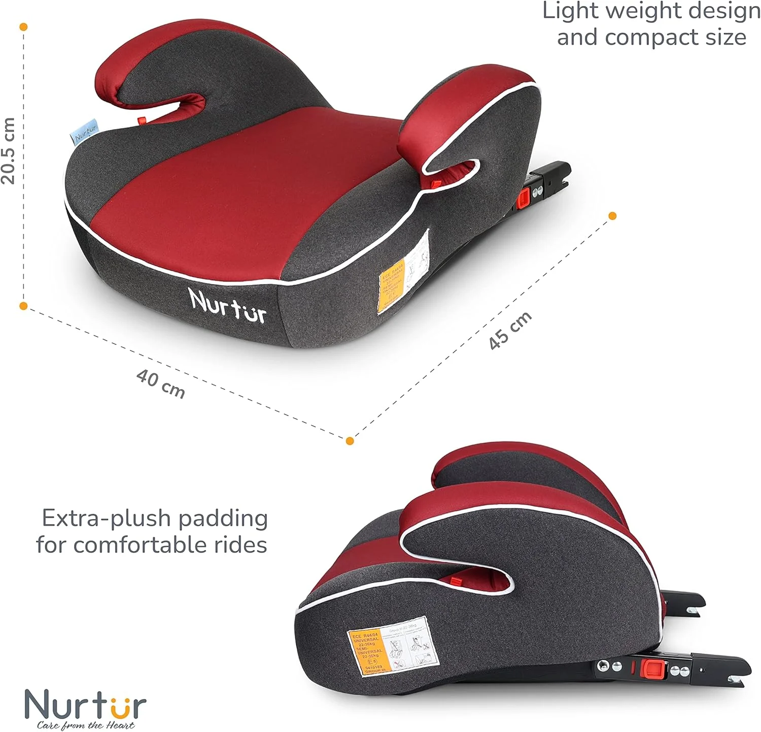 صندلی بوستر کودک Nurtur Enzo - صندلی با تکیه گاه دست، صندلی بوستر پشتی باریک بادی برای مسافرت، مناسب برای 4 تا 12 سال (گروه 2/3) - قرمز صندلی بوستر کودک Nurtur Enzo - صندلی با تکیه گاه دست، صندلی بوستر پشتی باریک بادی برای مسافرت، مناسب برای 4 تا 12 سال (گروه 2/3) - قرمز