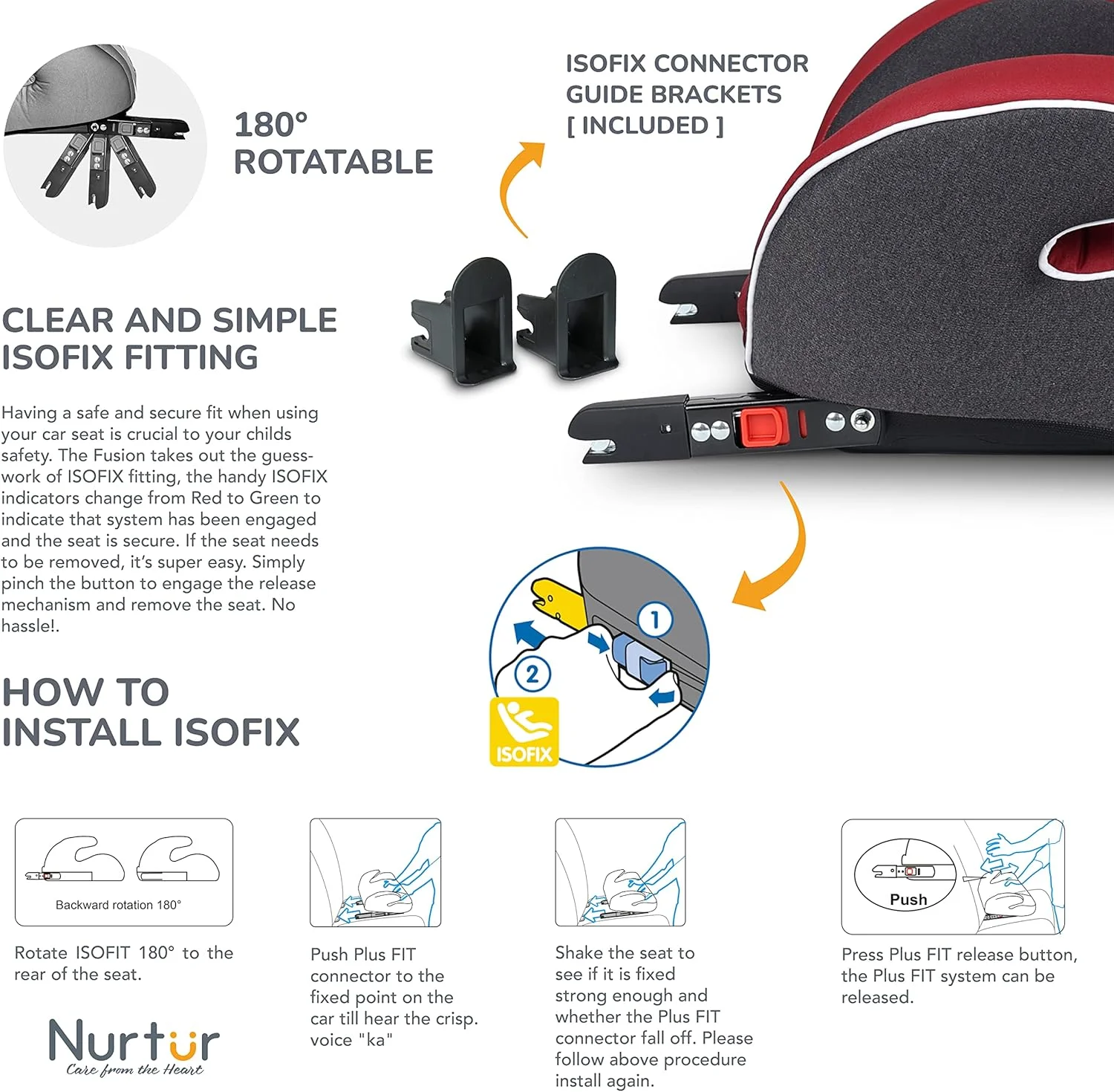 صندلی بوستر کودک Nurtur Enzo - صندلی با تکیه گاه دست، صندلی بوستر پشتی باریک بادی برای مسافرت، مناسب برای 4 تا 12 سال (گروه 2/3) - قرمز صندلی بوستر کودک Nurtur Enzo - صندلی با تکیه گاه دست، صندلی بوستر پشتی باریک بادی برای مسافرت، مناسب برای 4 تا 12 سال (گروه 2/3) - قرمز