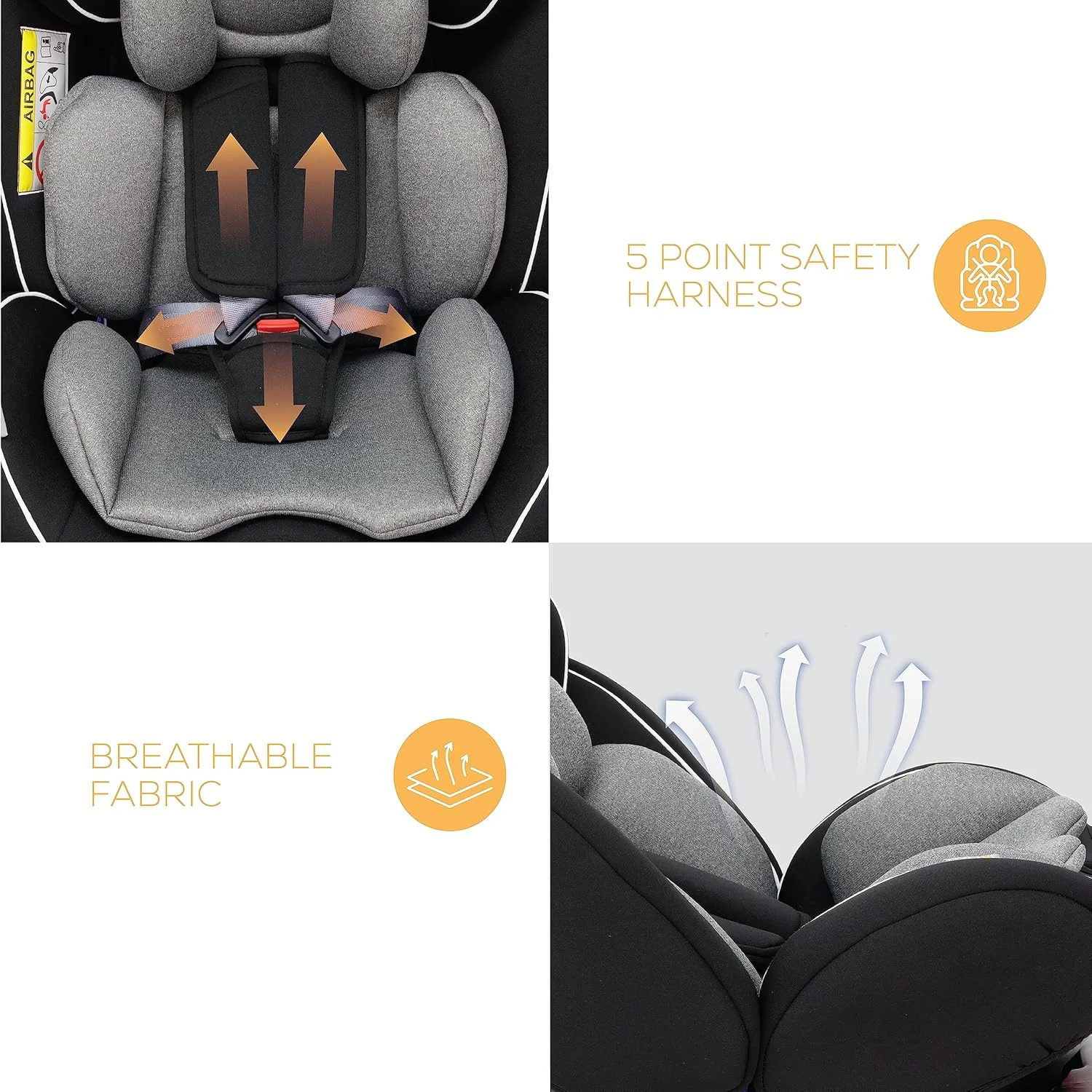 صندلی ماشین کودک/نوزاد 4 در 1 نورتر اولترا - چرخش 360 درجه ISOFIX - تکیه گاه سر و سایبان قابل تنظیم 9 حالته از 0 ماهگی تا 12 سالگی (گروه 0+/1/2/3)، تا 36 کیلوگرم - خاکستری/مشکی