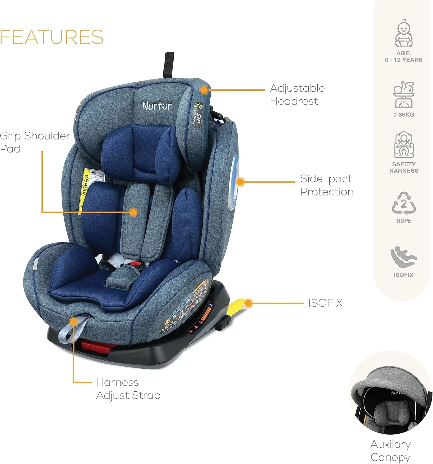 صندلی ماشین کودک/نوزاد 4 در 1 نورتور اولترا - چرخش 360 درجه - ISOFIX - تکیه گاه سر و سایبان قابل تنظیم 9 حالته - 0 ماه تا 12 سال (گروه 0+/1/2/3)، تا 36 کیلوگرم - آبی براق صندلی ماشین کودک/نوزاد 4 در 1 نورتور اولترا - چرخش 360 درجه - ISOFIX - تکیه گاه سر و سایبان قابل تنظیم 9 حالته - 0 ماه تا 12 سال (گروه 0+/1/2/3)، تا 36 کیلوگرم - آبی براق