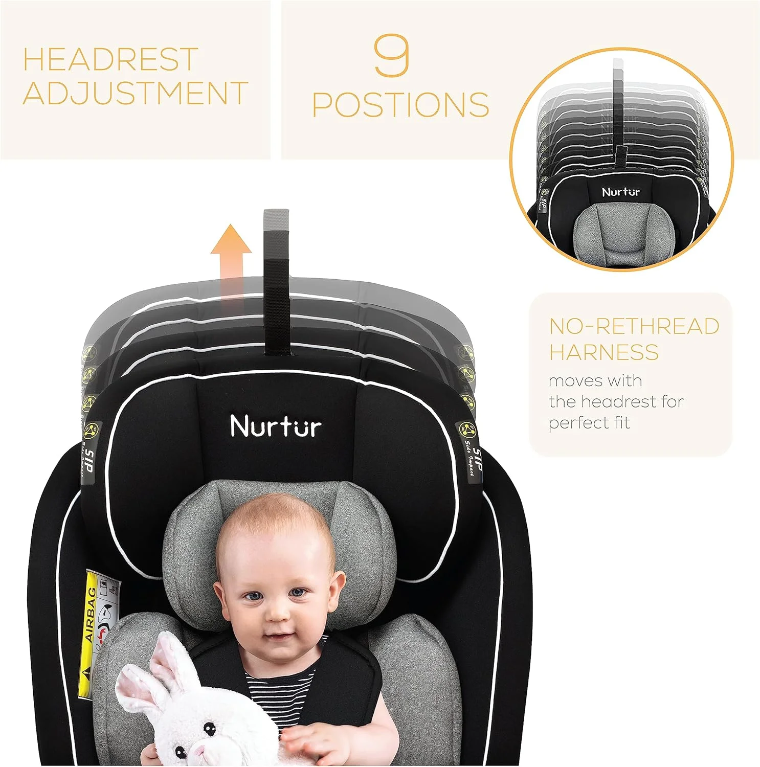 صندلی ماشین کودک/نوزاد 4 در 1 نورتر اولترا - چرخش 360 درجه ISOFIX - تکیه گاه سر و سایبان قابل تنظیم 9 حالته از 0 ماهگی تا 12 سالگی (گروه 0+/1/2/3)، تا 36 کیلوگرم - خاکستری/مشکی