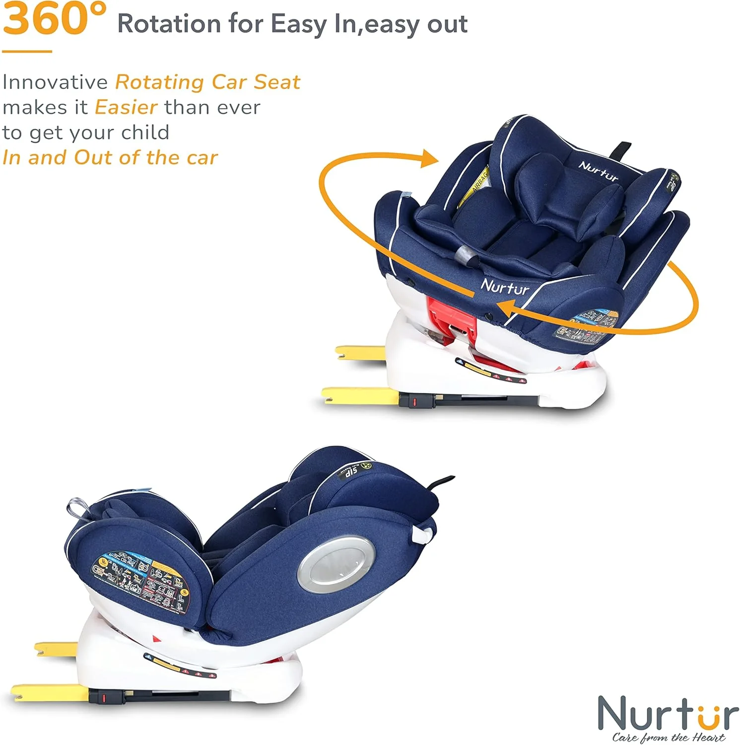 صندلی ماشین کودک/بچه نورتر اولترا 4 در 1 - چرخش 360 درجه - ISOFIX - تکیه گاه سر و سایبان قابل تنظیم 9 حالته - 0 ماه تا 12 سال (گروه 0+/1/2/3)، تا 36 کیلوگرم - آبی