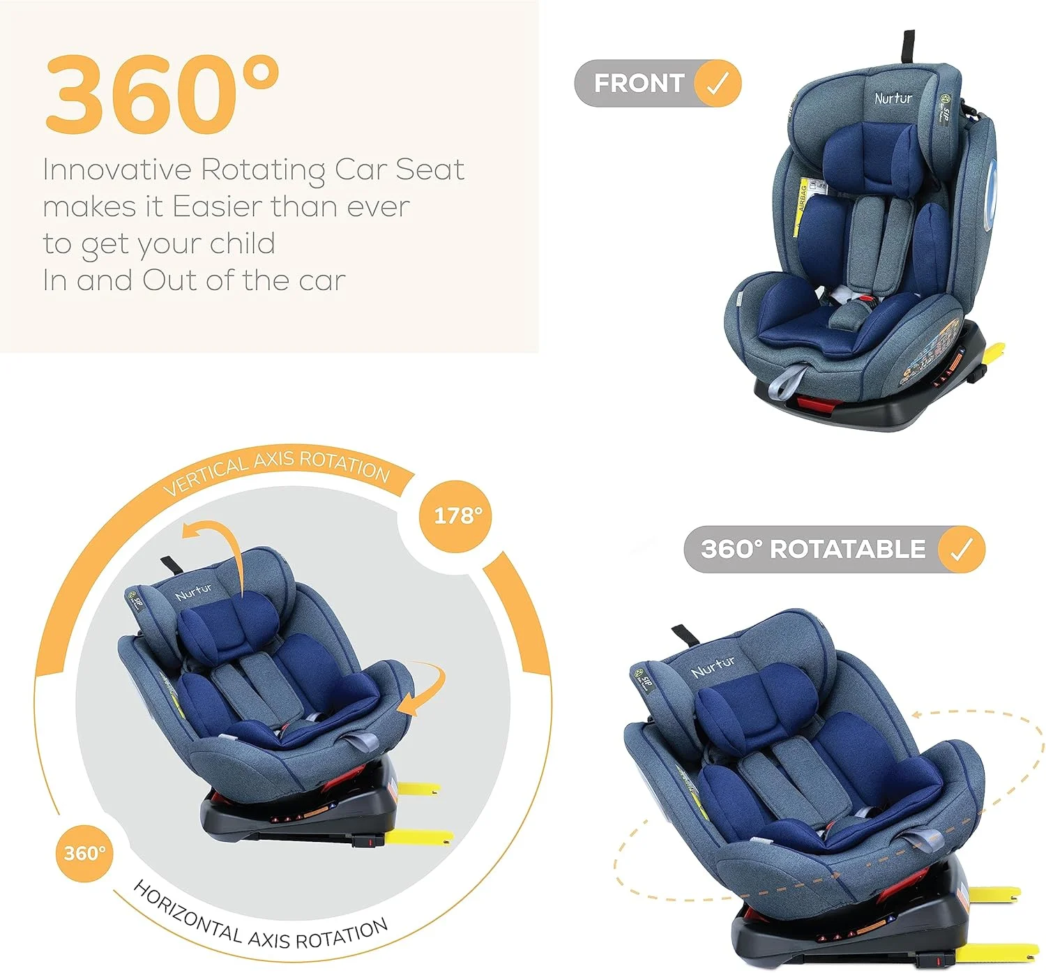 صندلی ماشین کودک/نوزاد 4 در 1 نورتور اولترا - چرخش 360 درجه - ISOFIX - تکیه گاه سر و سایبان قابل تنظیم 9 حالته - 0 ماه تا 12 سال (گروه 0+/1/2/3)، تا 36 کیلوگرم - آبی براق صندلی ماشین کودک/نوزاد 4 در 1 نورتور اولترا - چرخش 360 درجه - ISOFIX - تکیه گاه سر و سایبان قابل تنظیم 9 حالته - 0 ماه تا 12 سال (گروه 0+/1/2/3)، تا 36 کیلوگرم - آبی براق