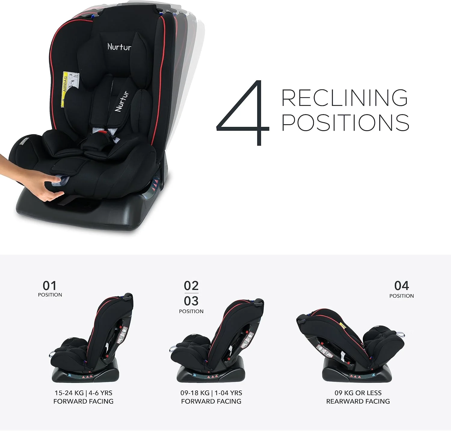 صندلی ماشین کودک/نوزاد 3 در 1 نورتور برونو، طراحی باریک و راحت - 4 حالت خوابیده 5 نقطه مهار ایمنی - زاویه 143 درجه از 0 ماهگی تا 7 سالگی (گروه 0+/1/2)، تا 25 کیلوگرم