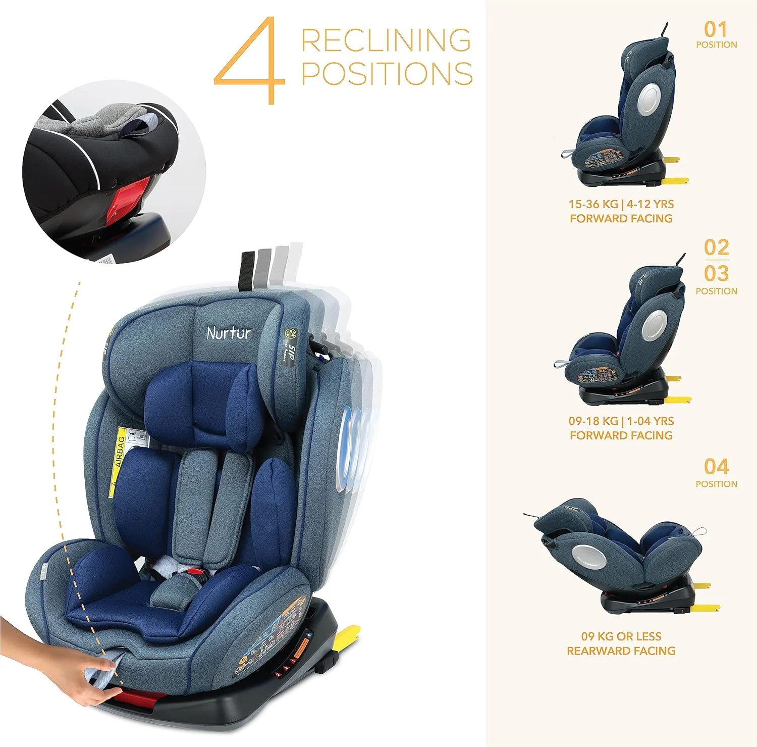 صندلی ماشین کودک/نوزاد 4 در 1 نورتور اولترا - چرخش 360 درجه - ISOFIX - تکیه گاه سر و سایبان قابل تنظیم 9 حالته - 0 ماه تا 12 سال (گروه 0+/1/2/3)، تا 36 کیلوگرم - آبی براق صندلی ماشین کودک/نوزاد 4 در 1 نورتور اولترا - چرخش 360 درجه - ISOFIX - تکیه گاه سر و سایبان قابل تنظیم 9 حالته - 0 ماه تا 12 سال (گروه 0+/1/2/3)، تا 36 کیلوگرم - آبی براق