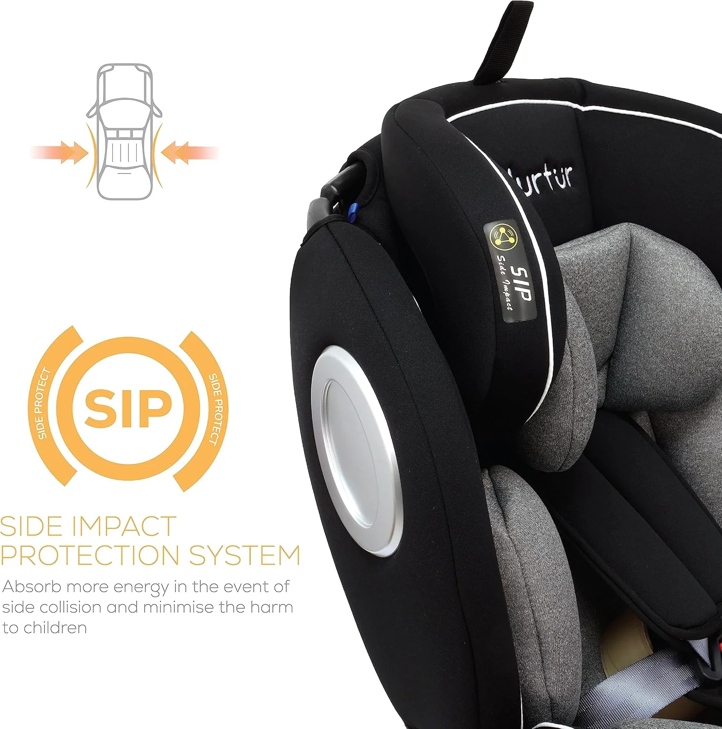 صندلی ماشین کودک/نوزاد 4 در 1 نورتر اولترا - چرخش 360 درجه ISOFIX - تکیه گاه سر و سایبان قابل تنظیم 9 حالته از 0 ماهگی تا 12 سالگی (گروه 0+/1/2/3)، تا 36 کیلوگرم - خاکستری/مشکی