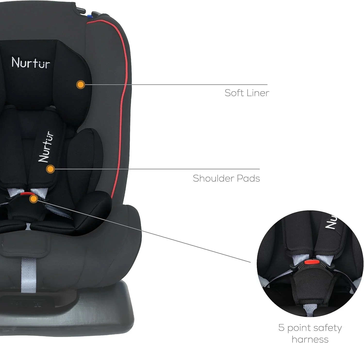 صندلی ماشین کودک/نوزاد 3 در 1 نورتور برونو، طراحی باریک و راحت - 4 حالت خوابیده 5 نقطه مهار ایمنی - زاویه 143 درجه از 0 ماهگی تا 7 سالگی (گروه 0+/1/2)، تا 25 کیلوگرم