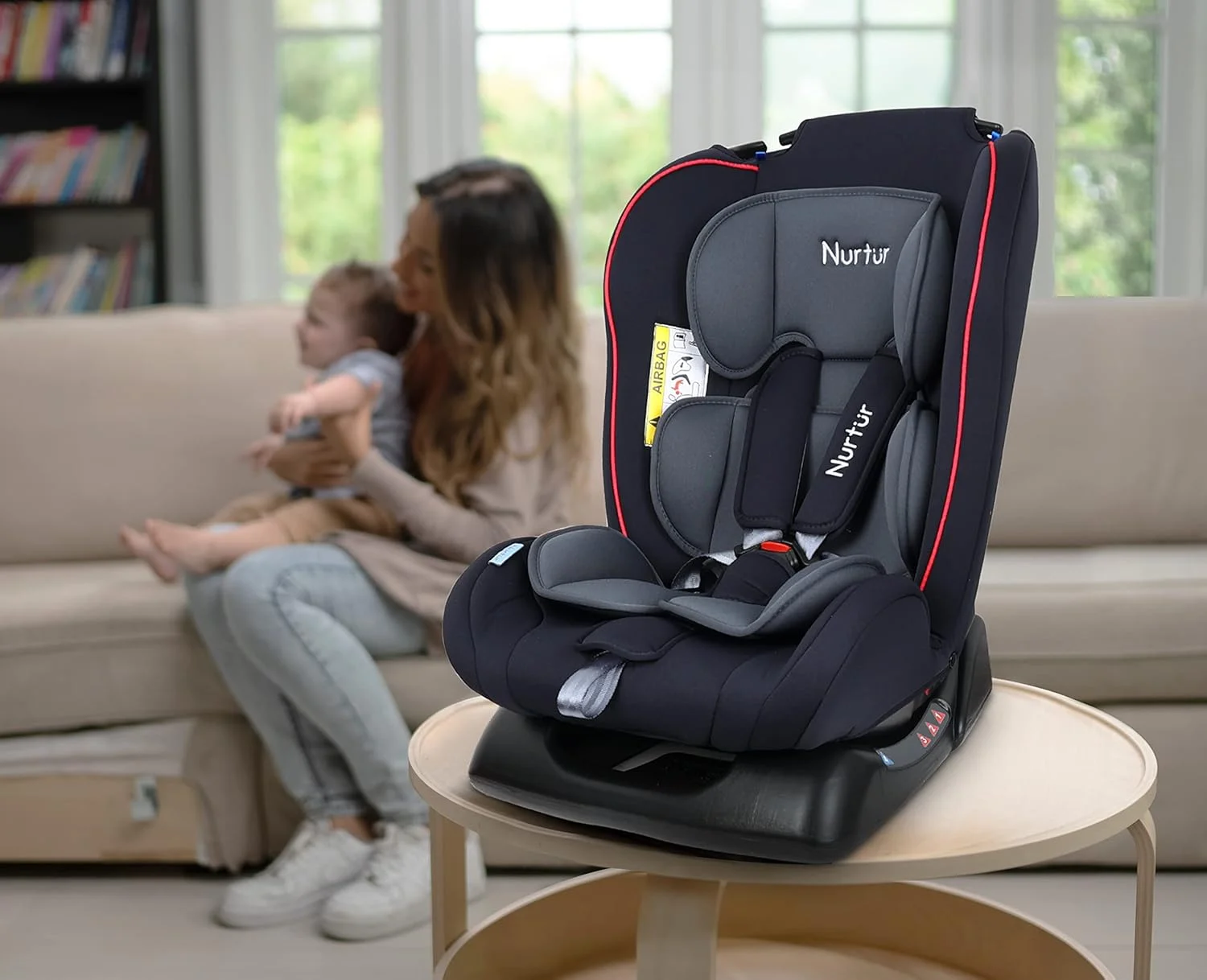 صندلی ماشین کودک/نوزاد 3 در 1 نورتور برونو، طراحی باریک و راحت - 4 حالت خوابیده 5 نقطه مهار ایمنی - زاویه 143 درجه از 0 ماهگی تا 7 سالگی (گروه 0+/1/2)، تا 25 کیلوگرم