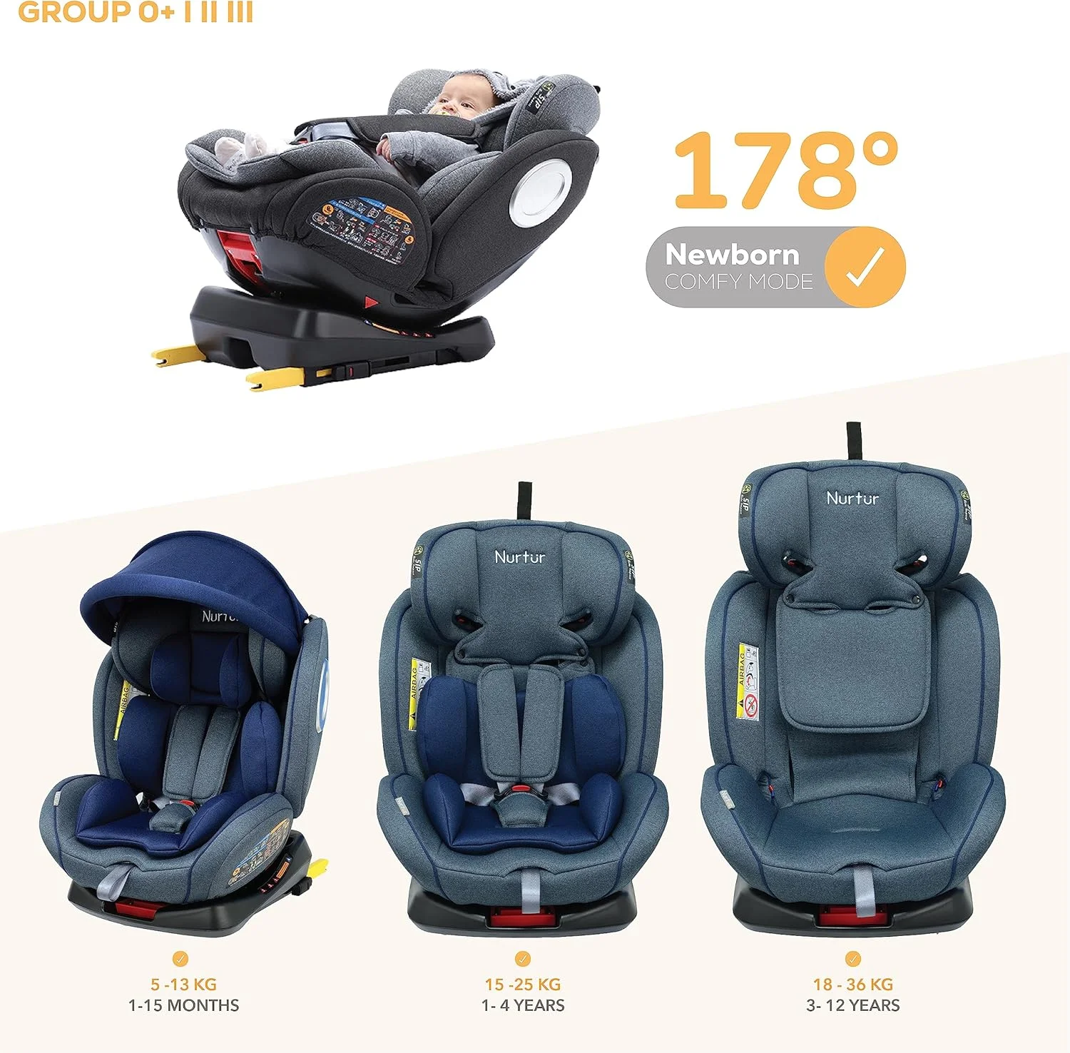 صندلی ماشین کودک/نوزاد 4 در 1 نورتور اولترا - چرخش 360 درجه - ISOFIX - تکیه گاه سر و سایبان قابل تنظیم 9 حالته - 0 ماه تا 12 سال (گروه 0+/1/2/3)، تا 36 کیلوگرم - آبی براق صندلی ماشین کودک/نوزاد 4 در 1 نورتور اولترا - چرخش 360 درجه - ISOFIX - تکیه گاه سر و سایبان قابل تنظیم 9 حالته - 0 ماه تا 12 سال (گروه 0+/1/2/3)، تا 36 کیلوگرم - آبی براق