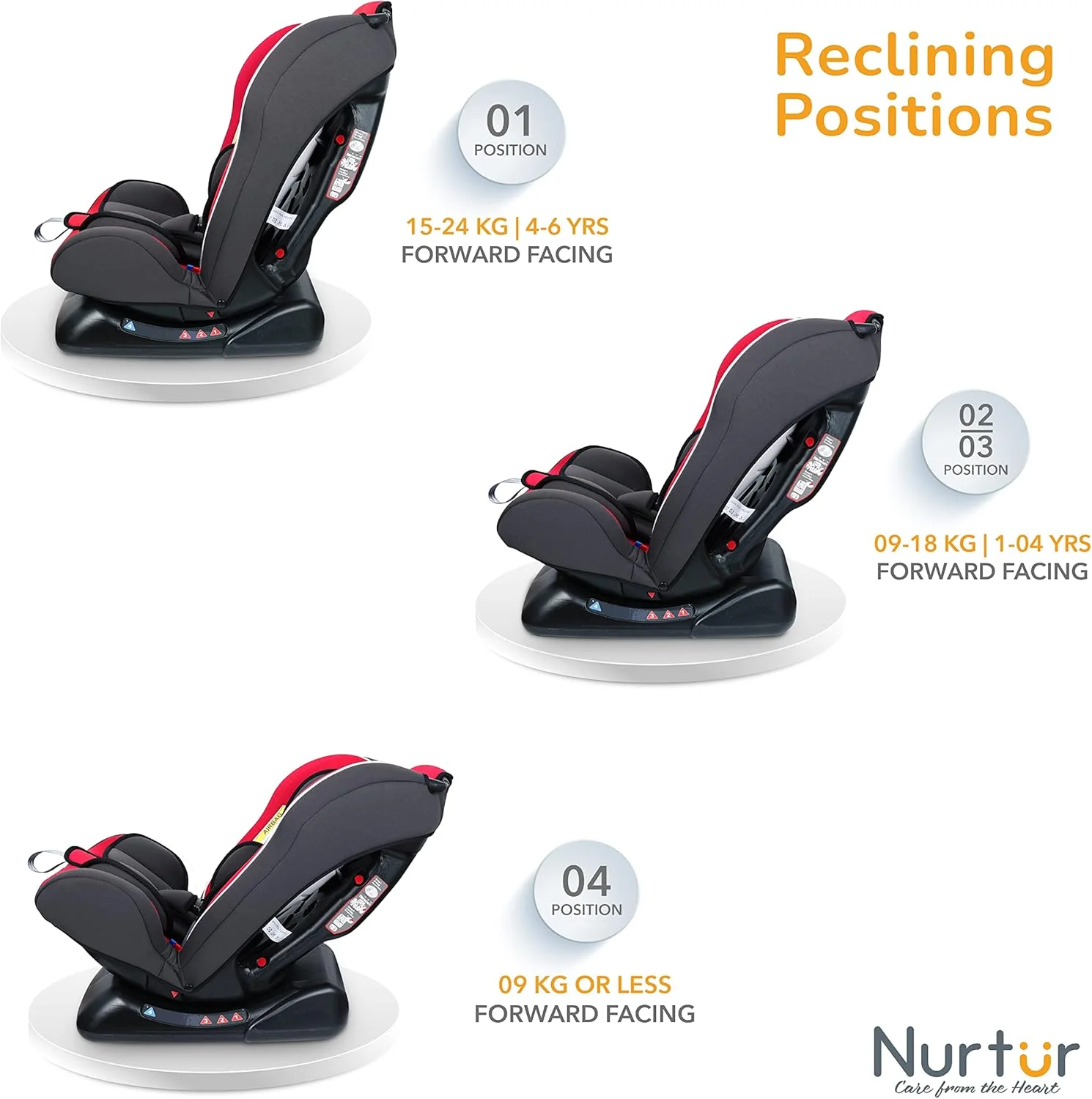 صندلی ماشین کودک/نوزاد 3 در 1 نورتور برونو، طراحی باریک و راحت - 4 حالت خوابیده 5 نقطه مهار ایمنی - زاویه 143 درجه از 0 ماهگی تا 7 سالگی (گروه 0+/1/2)، تا 25 کیلوگرم