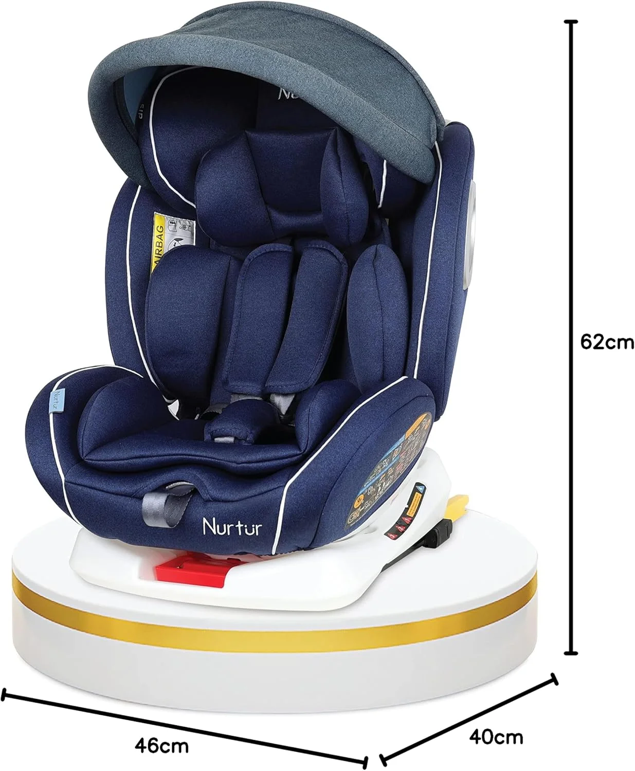 صندلی ماشین کودک/بچه نورتر اولترا 4 در 1 - چرخش 360 درجه - ISOFIX - تکیه گاه سر و سایبان قابل تنظیم 9 حالته - 0 ماه تا 12 سال (گروه 0+/1/2/3)، تا 36 کیلوگرم - آبی