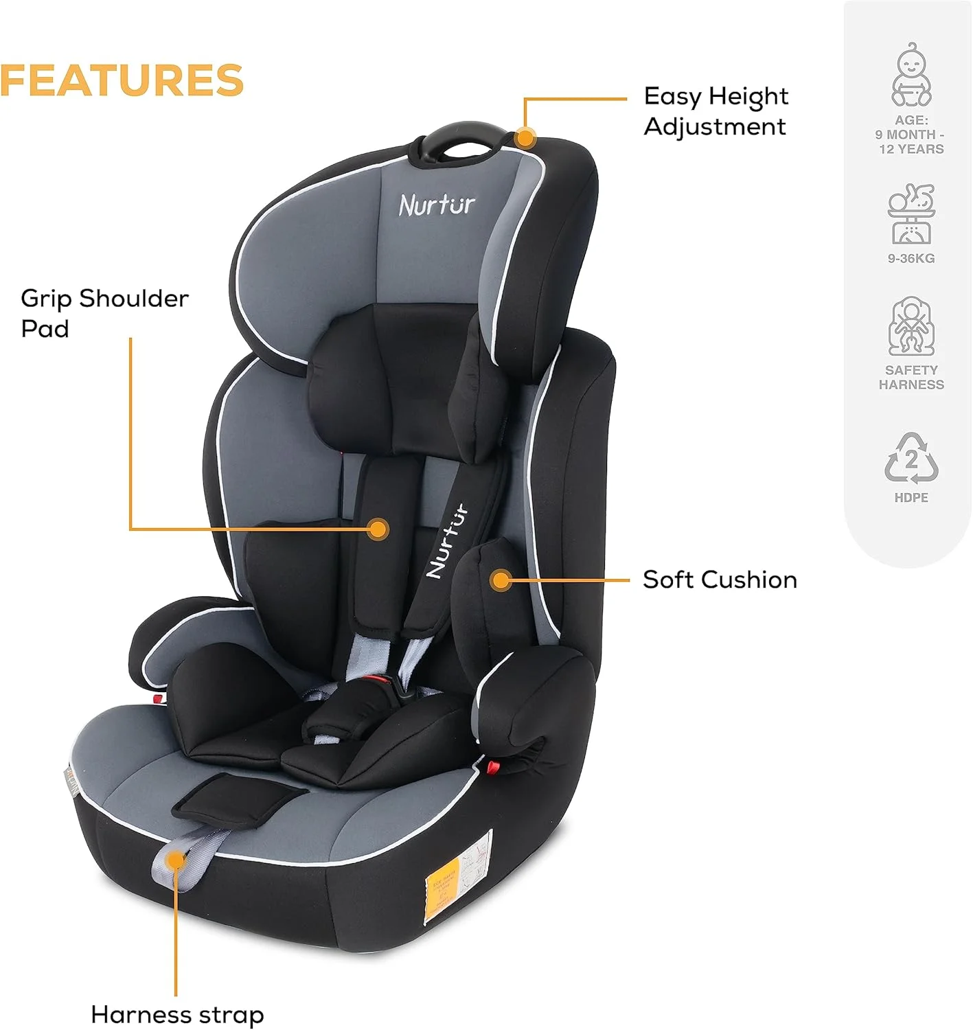 صندلی خودروی تبدیلشونده همهکاره Nurtur Ragnar، طراحی فوقالعاده باریک با قابلیت استفاده رو به عقب، رو به جلو و تقویتکننده کمربند - نارنجی/مشکی صندلی خودروی تبدیلشونده همهکاره Nurtur Ragnar، طراحی فوقالعاده باریک با قابلیت استفاده رو به عقب، رو به جلو و تقویتکننده کمربند - نارنجی/مشکی