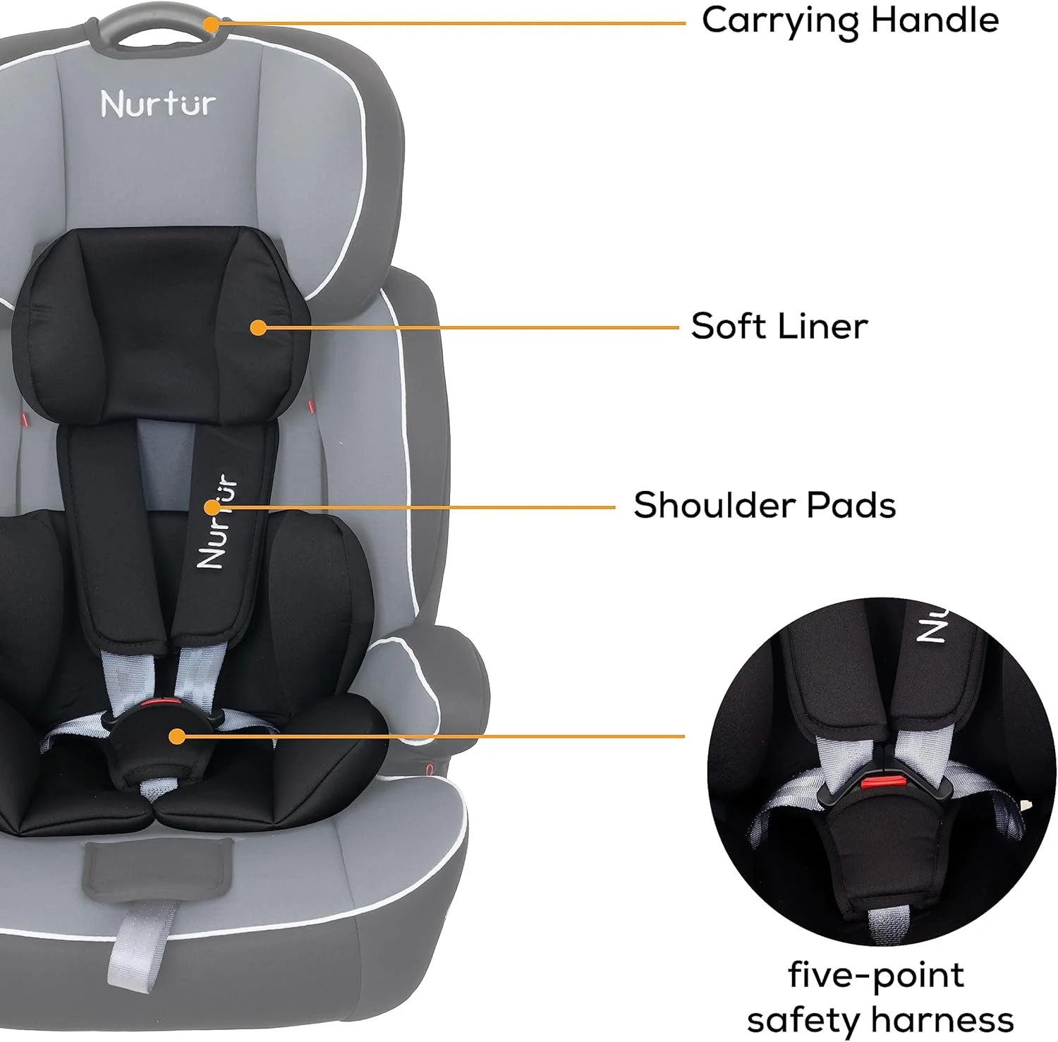 صندلی خودروی تبدیلشونده همهکاره Nurtur Ragnar، طراحی فوقالعاده باریک با قابلیت استفاده رو به عقب، رو به جلو و تقویتکننده کمربند - نارنجی/مشکی صندلی خودروی تبدیلشونده همهکاره Nurtur Ragnar، طراحی فوقالعاده باریک با قابلیت استفاده رو به عقب، رو به جلو و تقویتکننده کمربند - نارنجی/مشکی