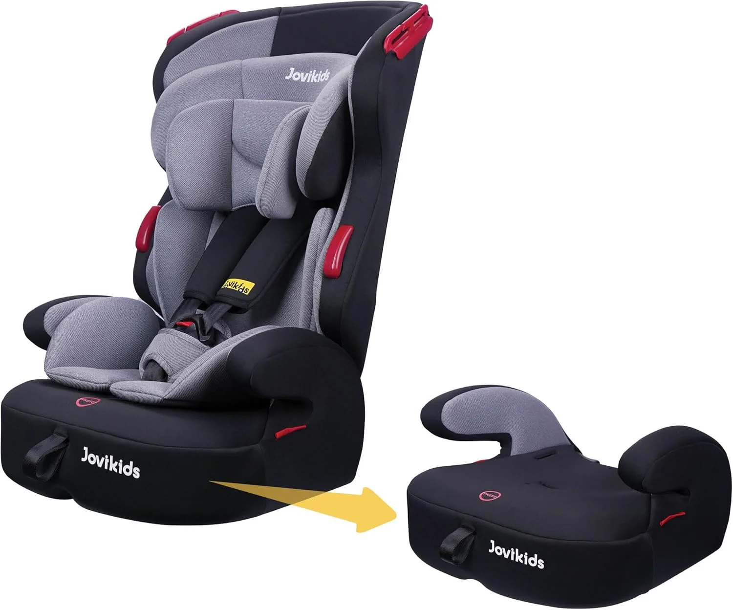 Jovikids Tammy 3in1 Highback Booster Car Seat (Group 1/2/3, 9M-12Y), Convertible to Booster Seat, Forward-Facing Seat w/Adjustable Headrest, 5-point Harness and 3-Point Seat Belt, Baby Travel Carseat